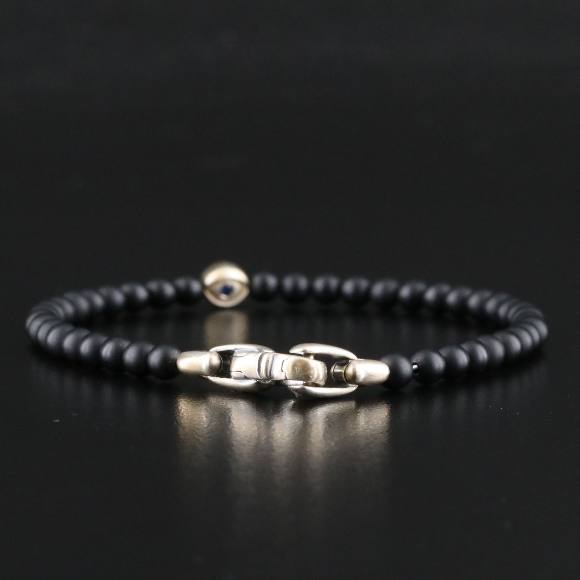 David Yurman Spiritual Beads Sterling, Black Onyx and Sapphire Bracelet