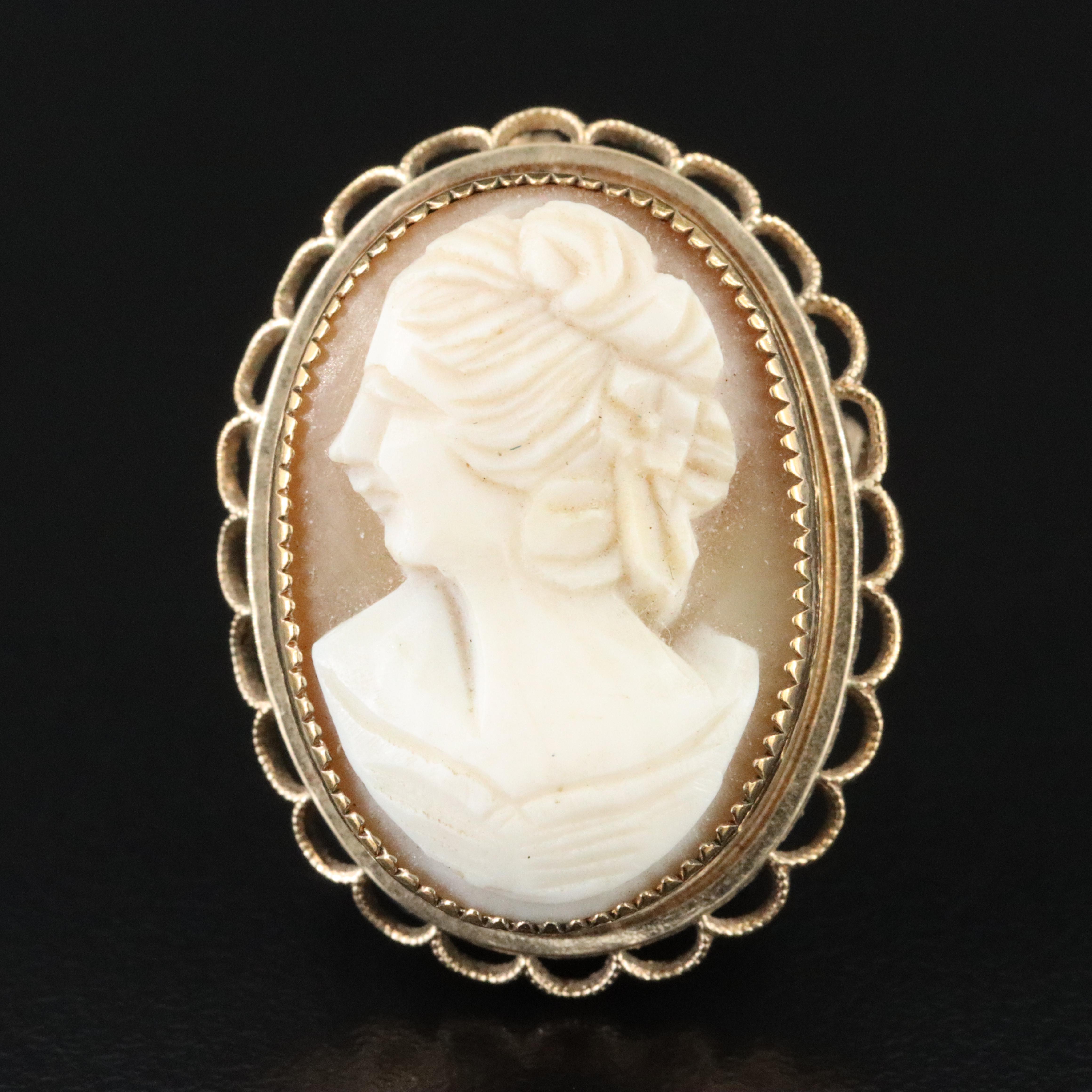 Vintage Shell Cameo Converter Brooch