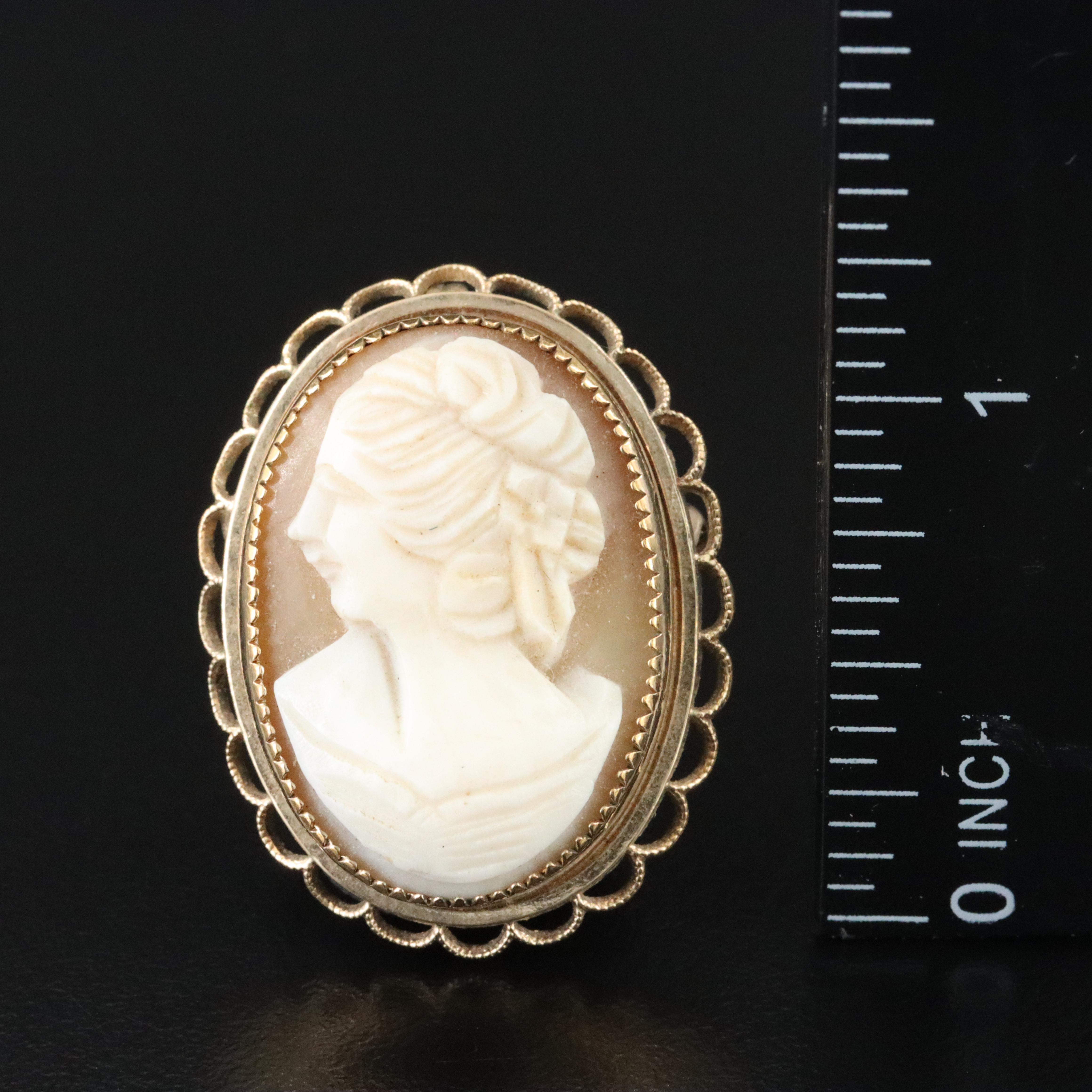 Vintage Shell Cameo Converter Brooch