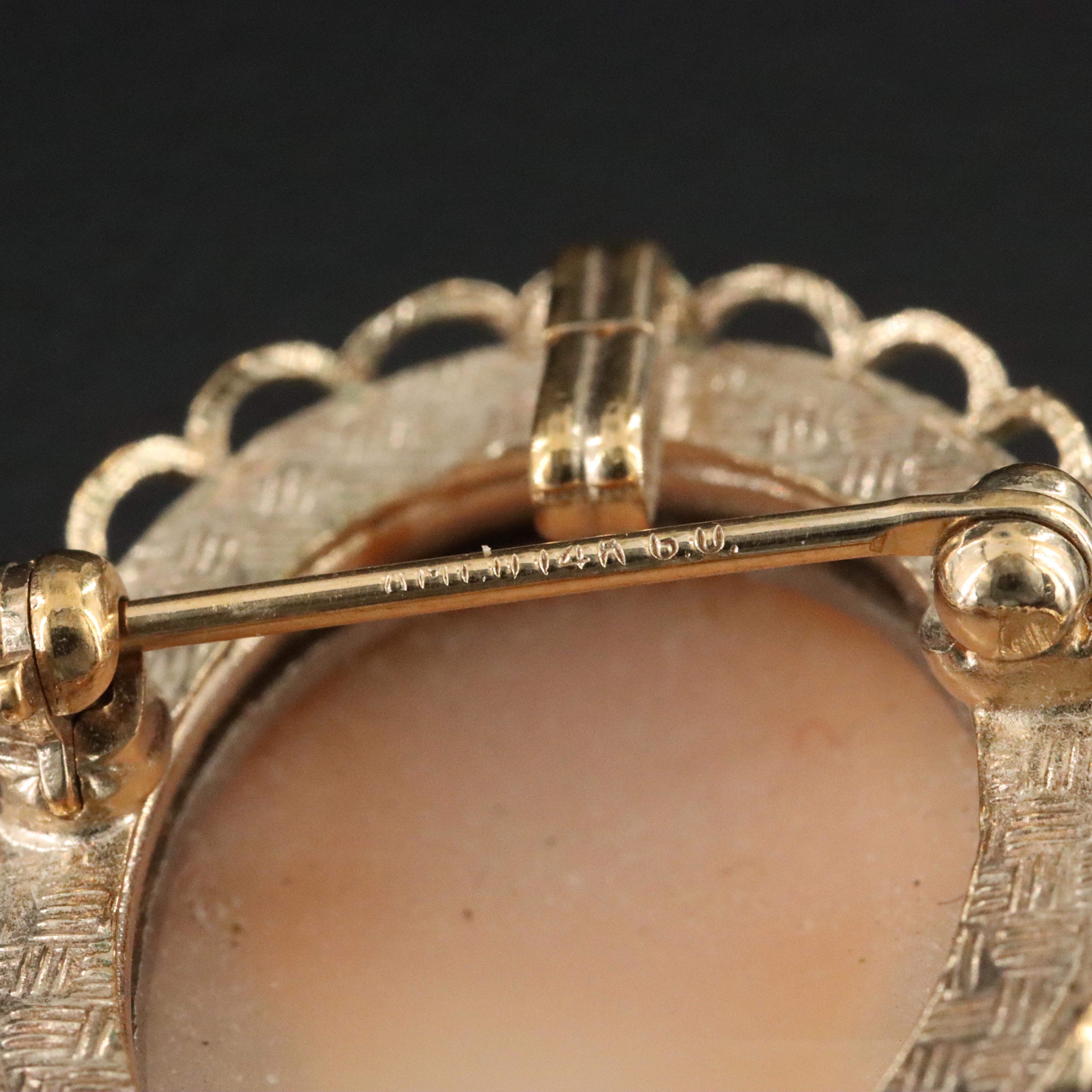 Vintage Shell Cameo Converter Brooch