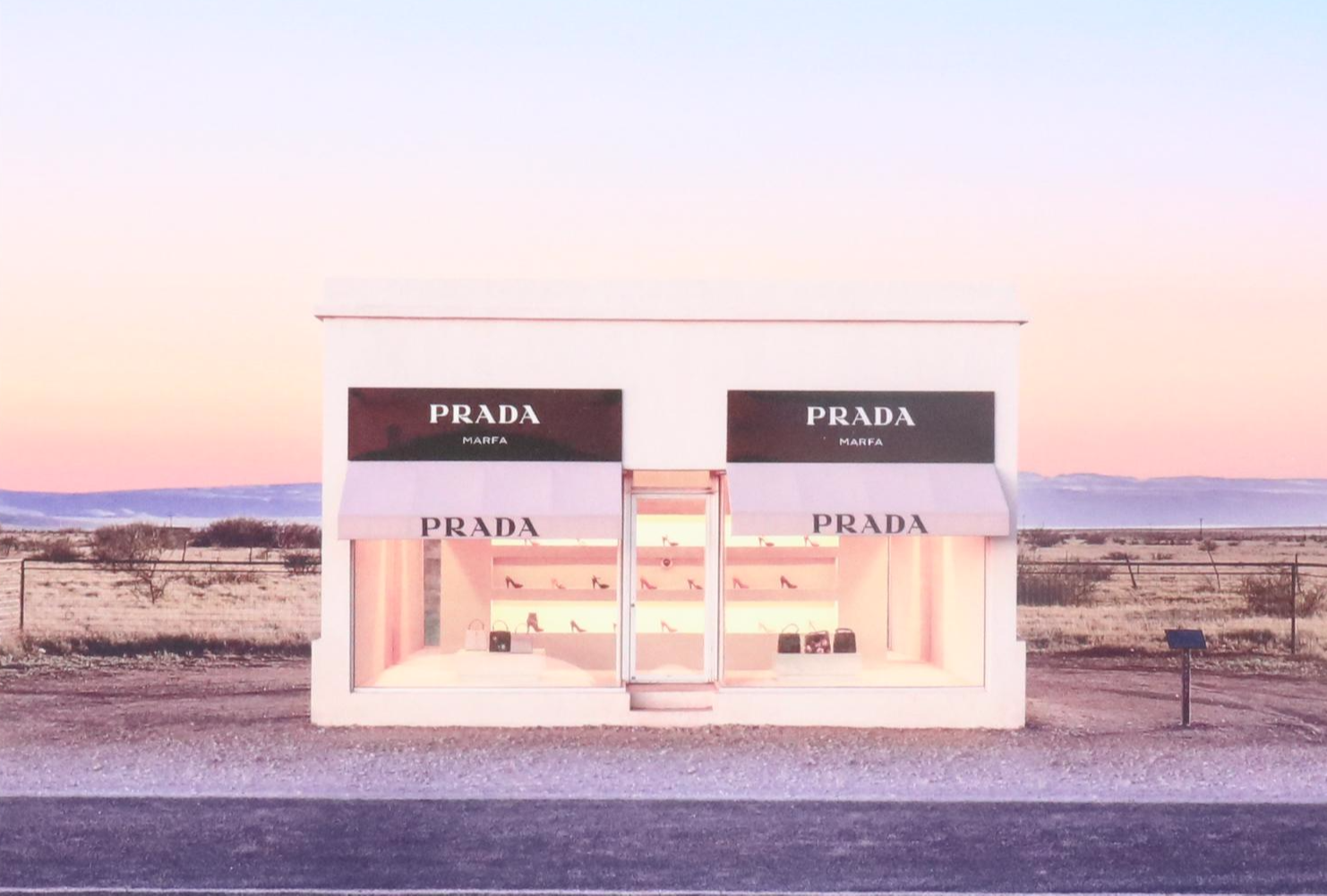 Giclée Depicting Prada Marfa Installation, Texas