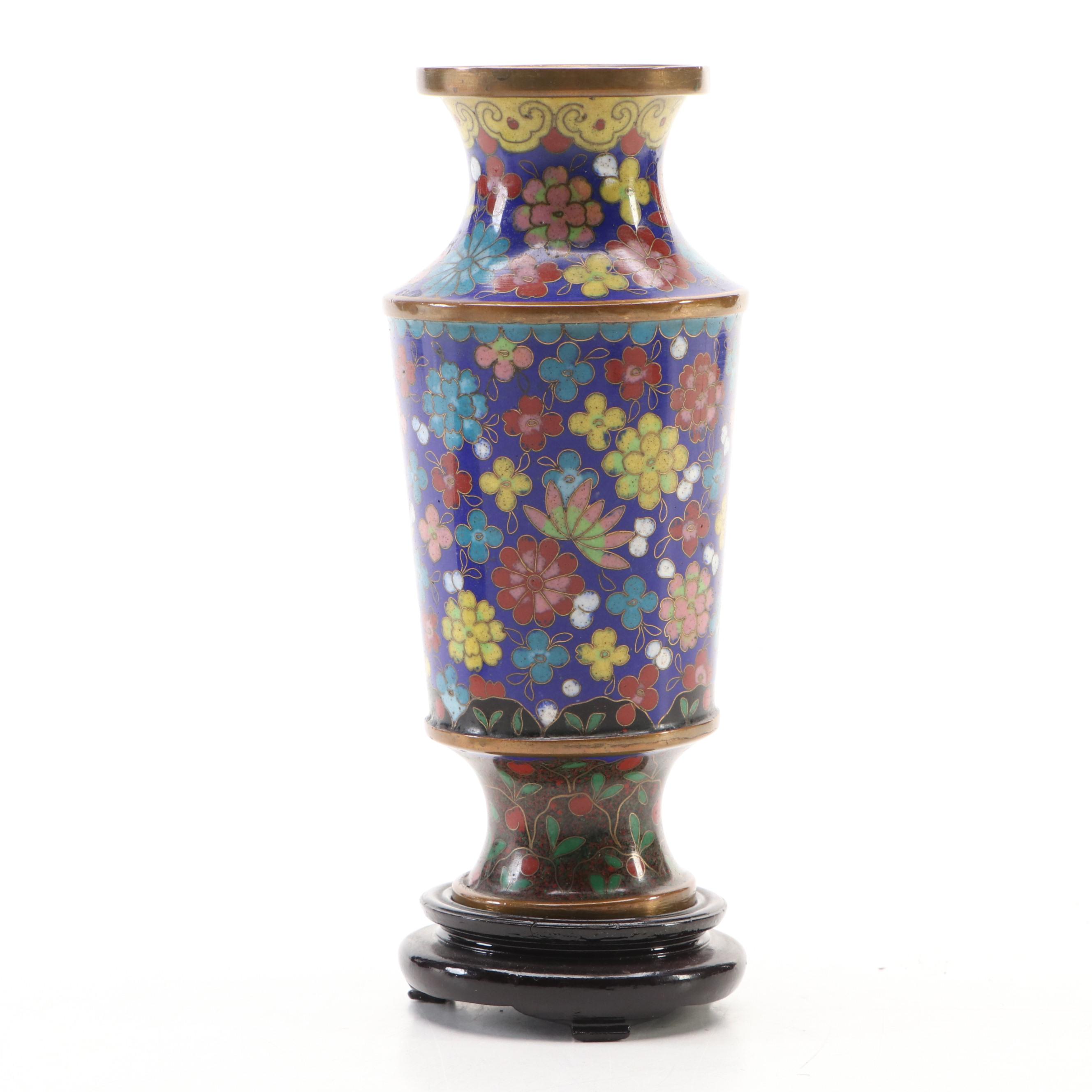Chinese Cloisonné  Enamel and Brass Bud Vases