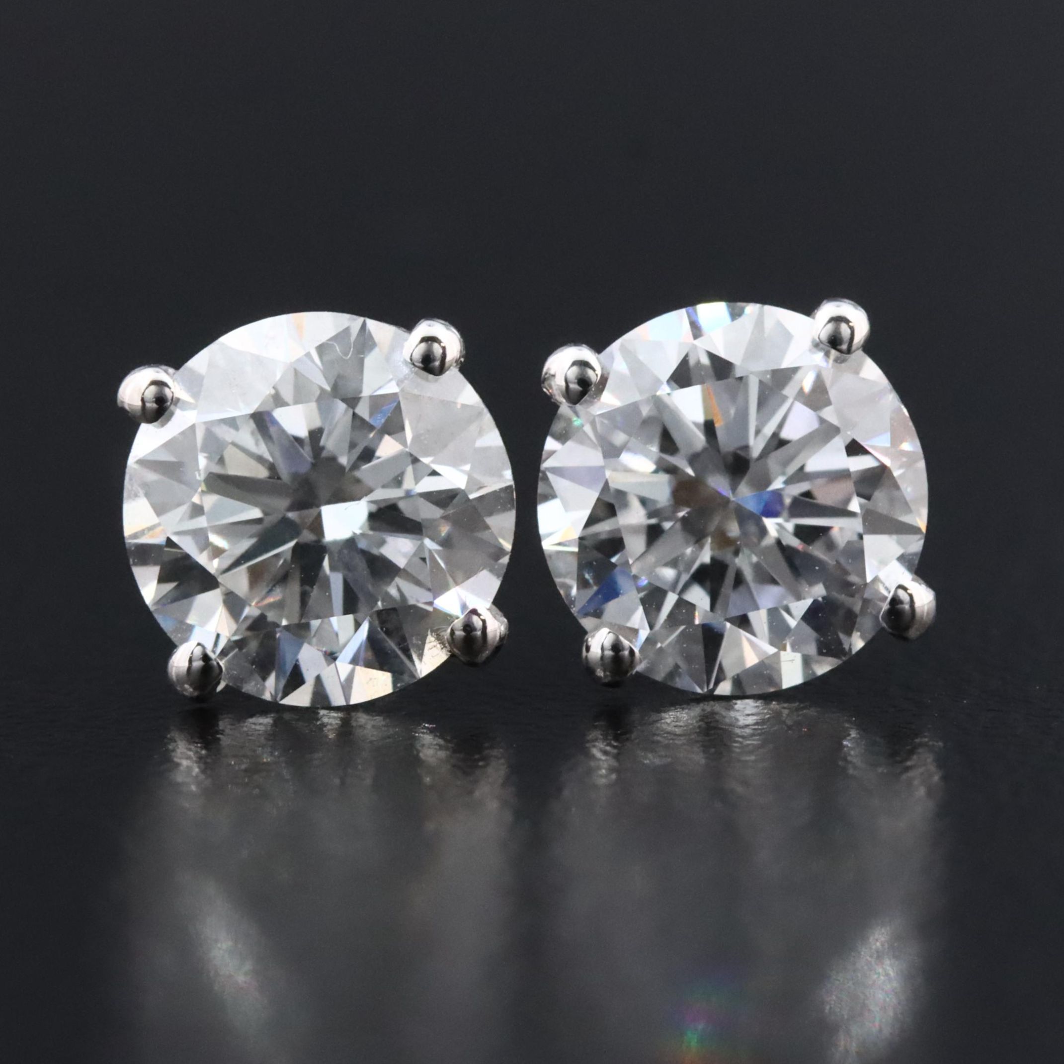 18K 3.01 CTW Lab Grown Diamond Martini Solitaire Earrings with IGI Report