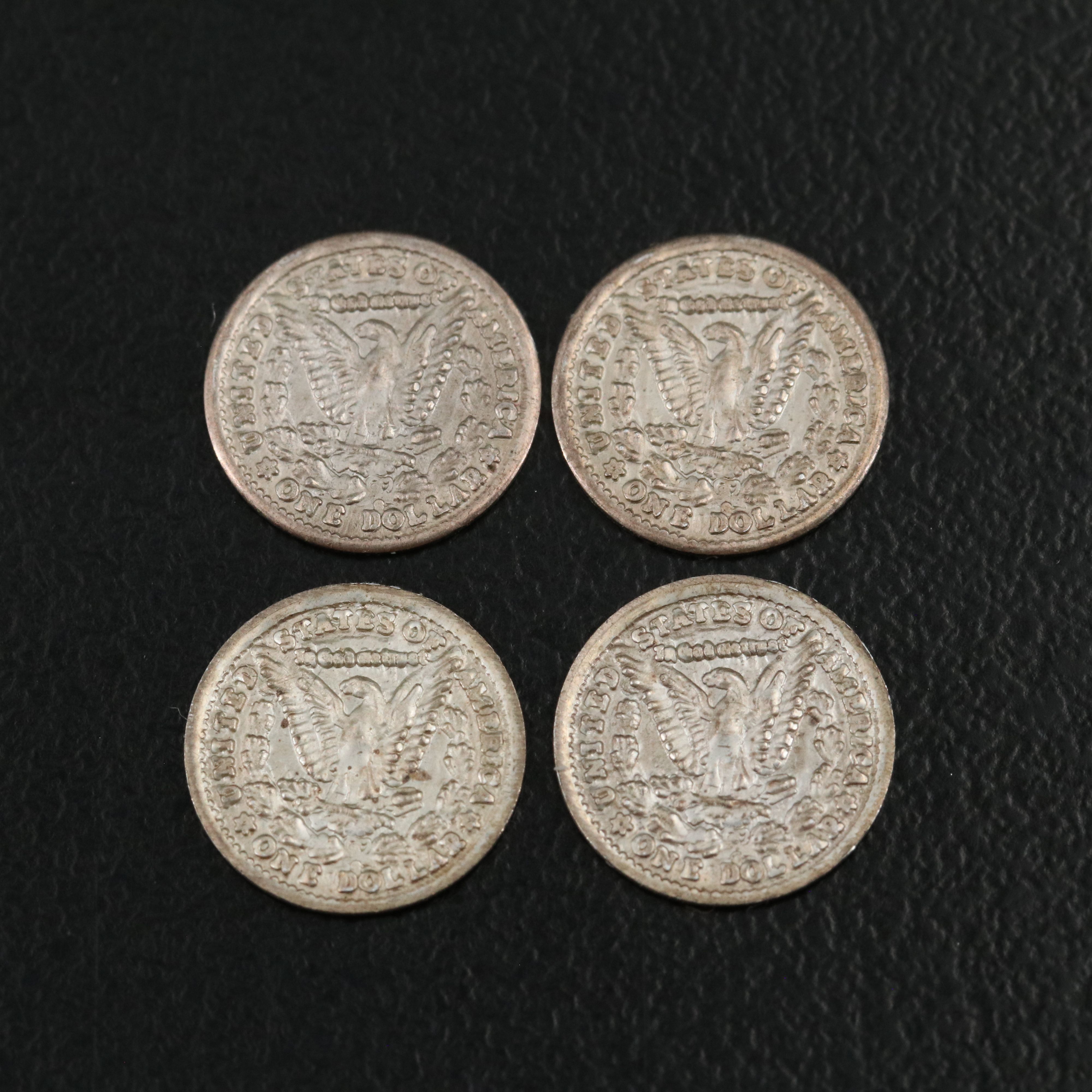 Nine Miniature Fine Silver Morgan Dollar Replicas and More