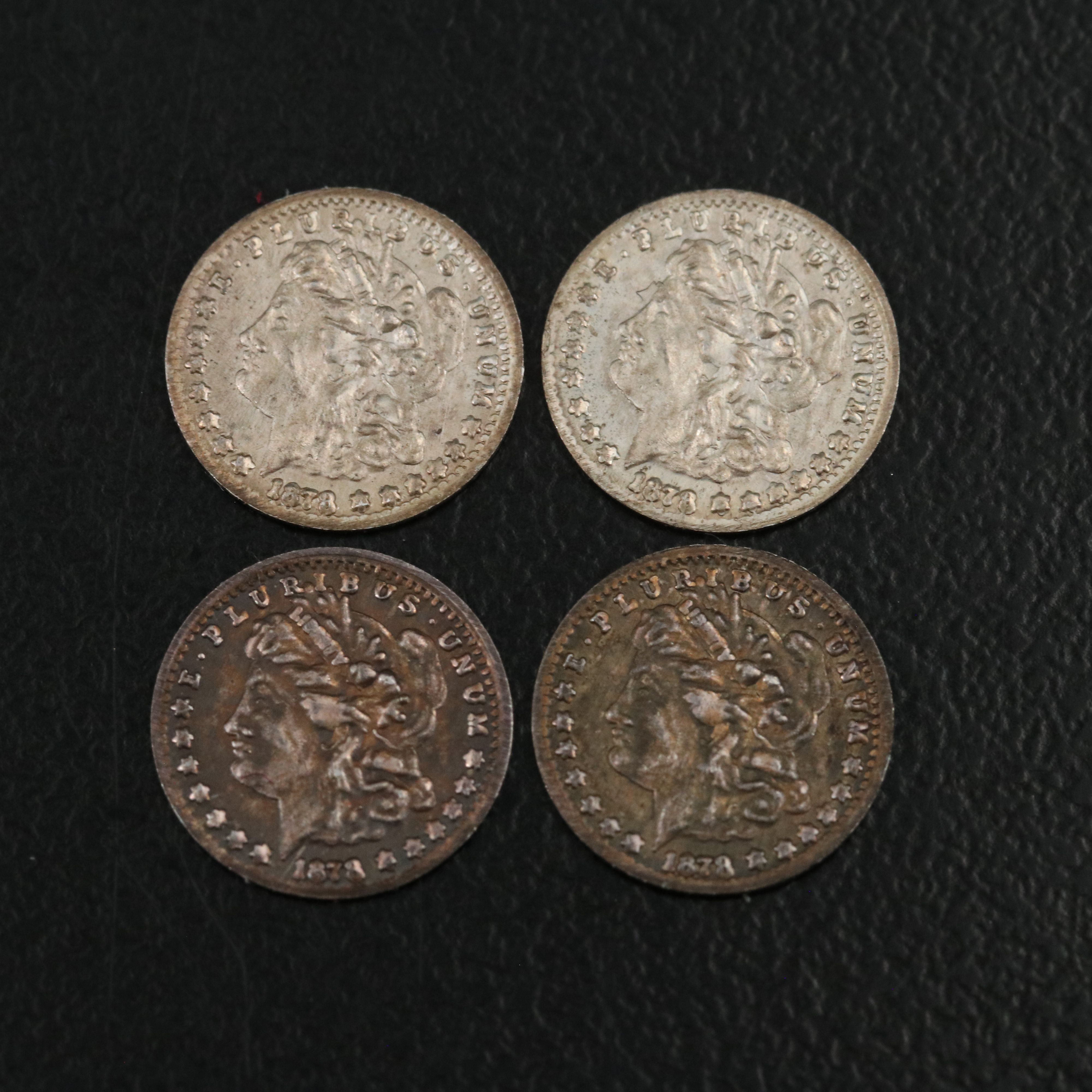 Nine Miniature Fine Silver Morgan Dollar Replicas and More