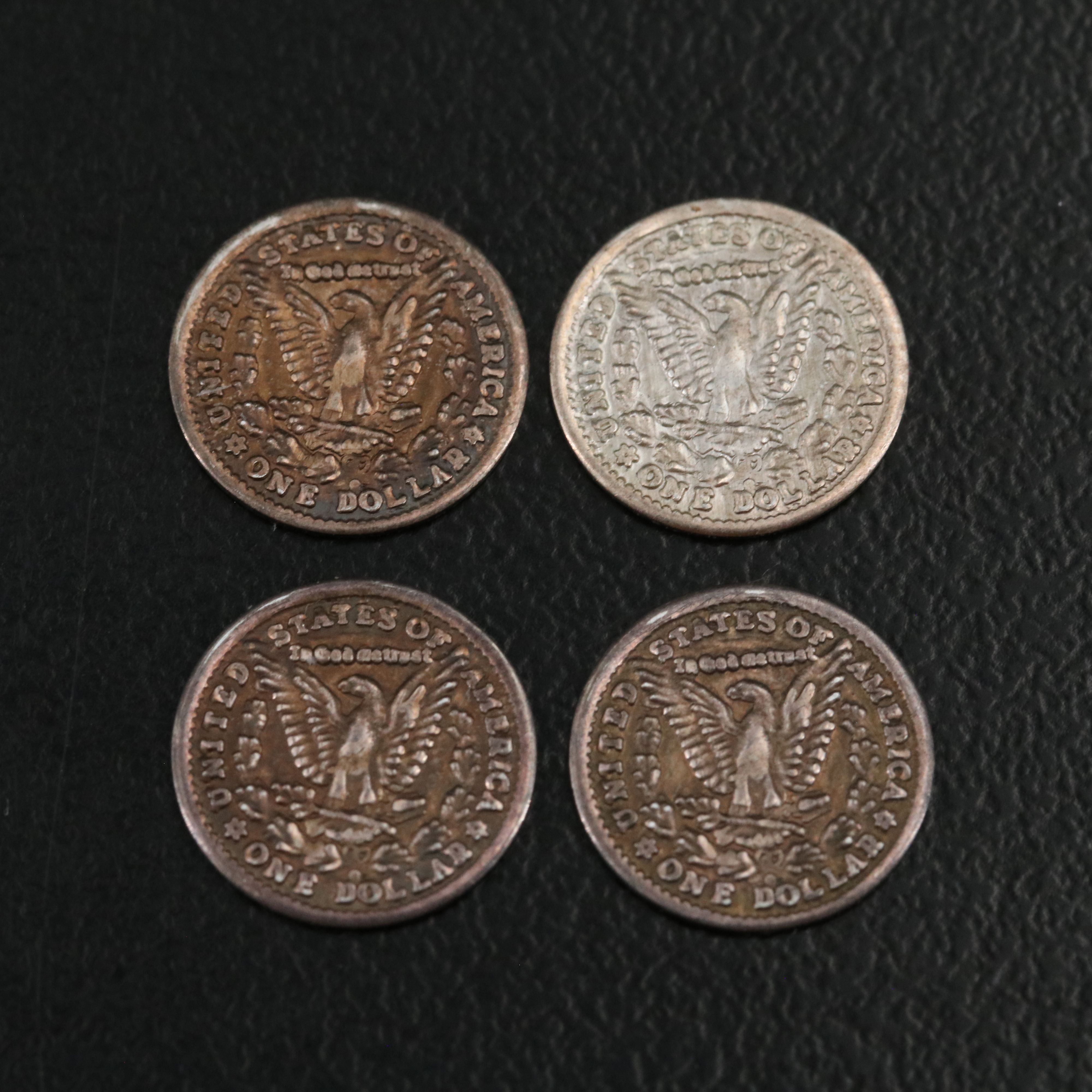 Nine Miniature Fine Silver Morgan Dollar Replicas and More