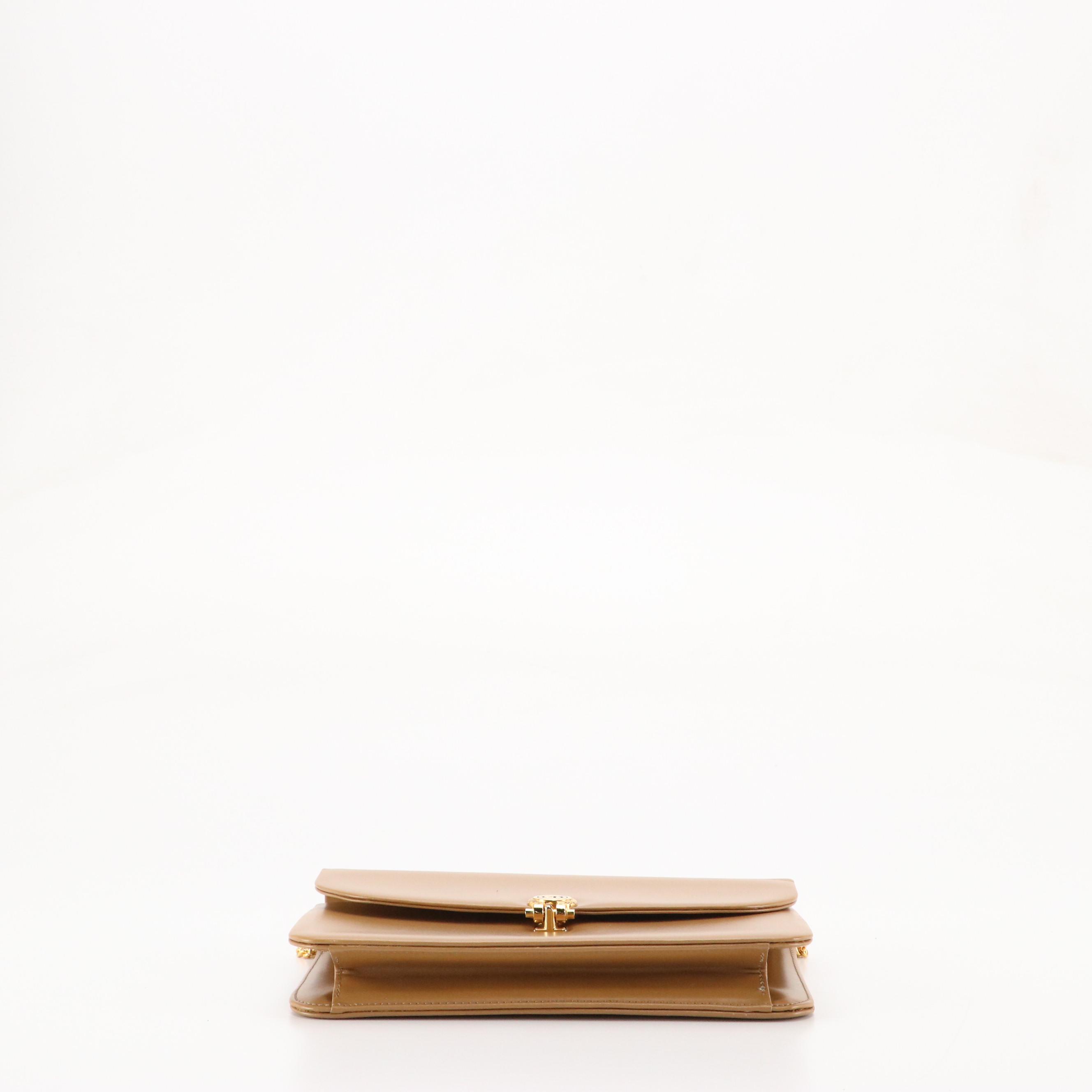 Christian Dior Front Flap Shoulder Bag in Brown Leather