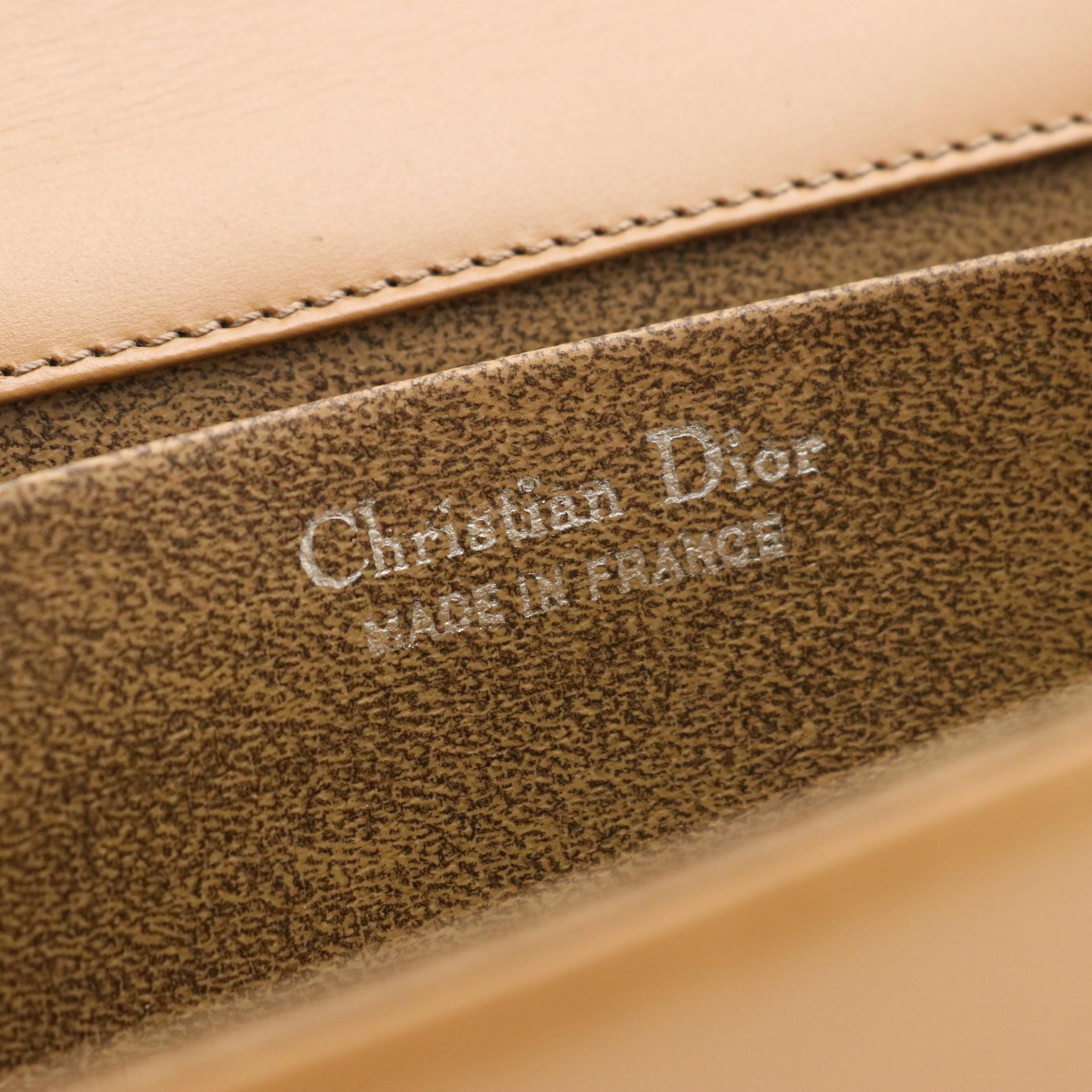 Christian Dior Front Flap Shoulder Bag in Brown Leather
