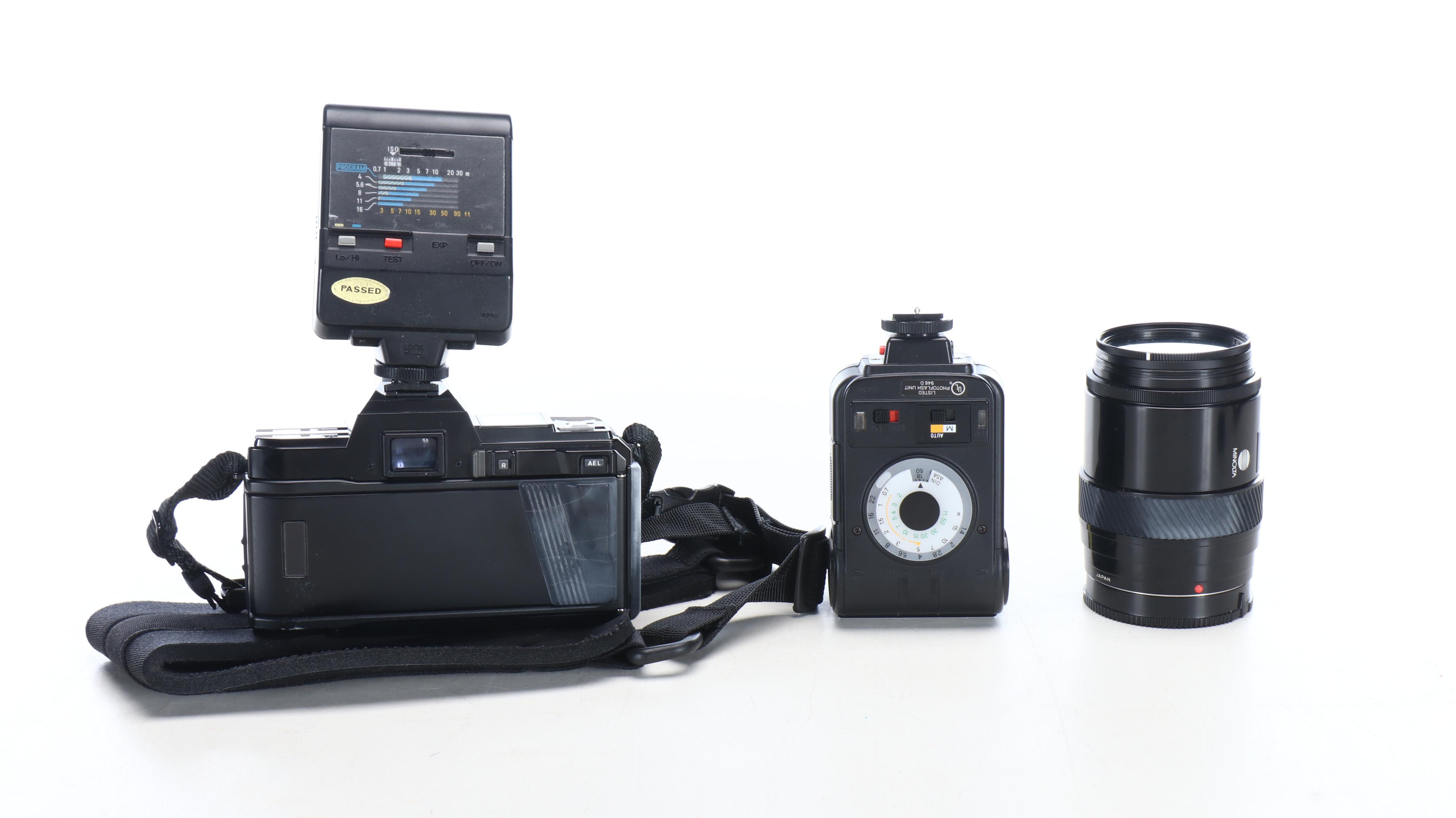 Minolta 7000 Maxxum SLR with Bausch & Lomb Binoculars and More Accessories