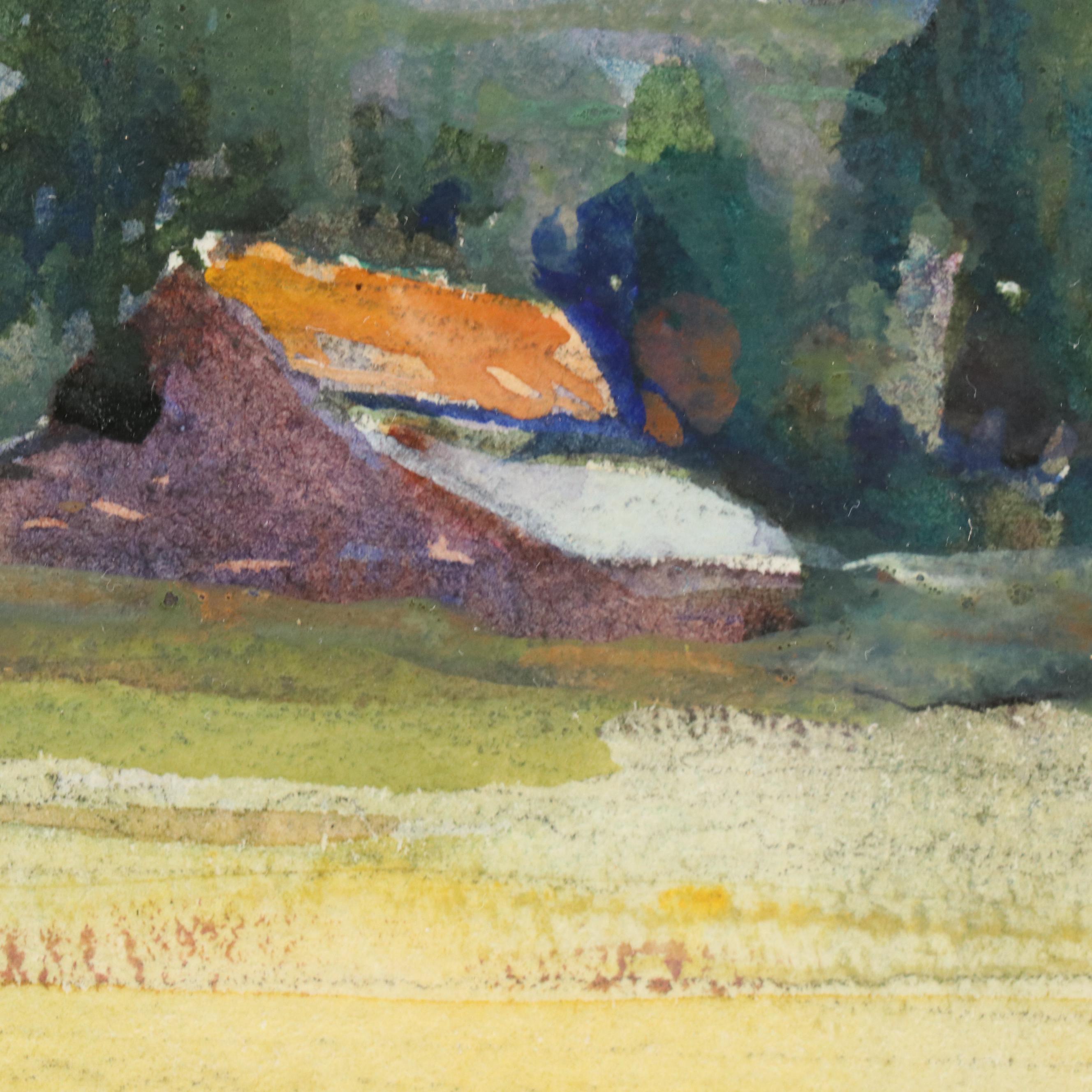 William S. Darling Watercolor Painting of Western Rural Landscape