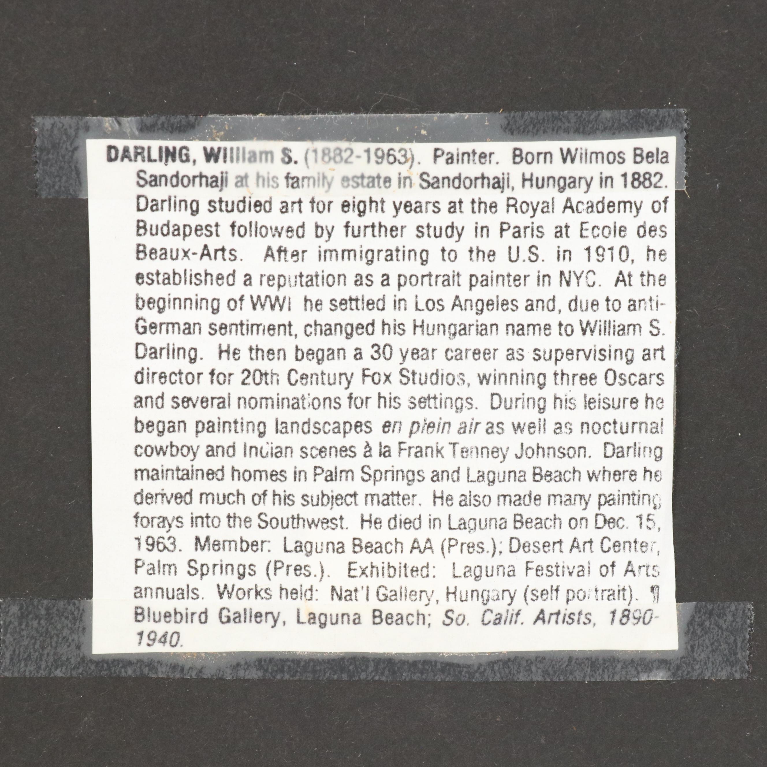 William S. Darling Watercolor Painting of Western Rural Landscape