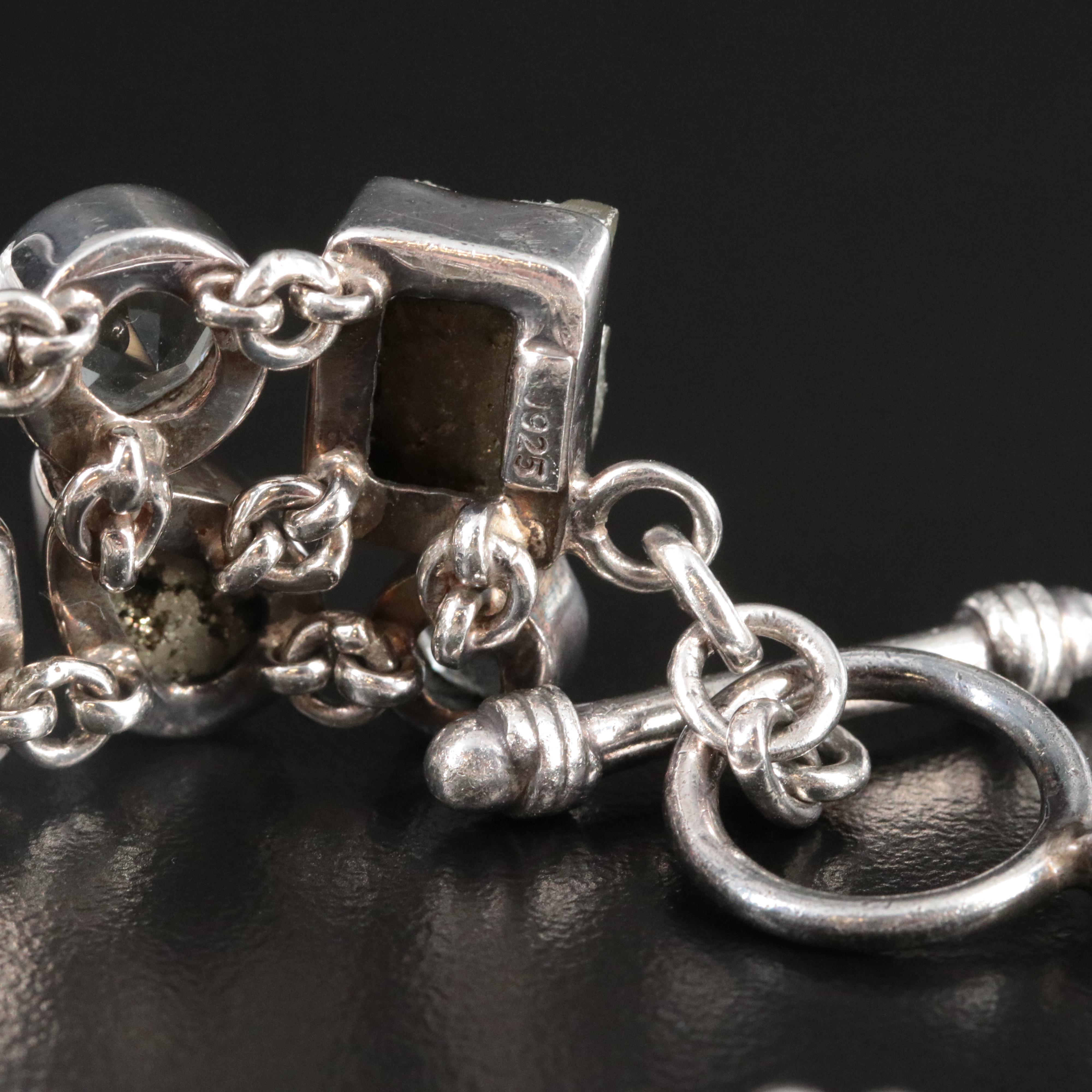 Sterling Prasiolite and Pyrite Bracelet