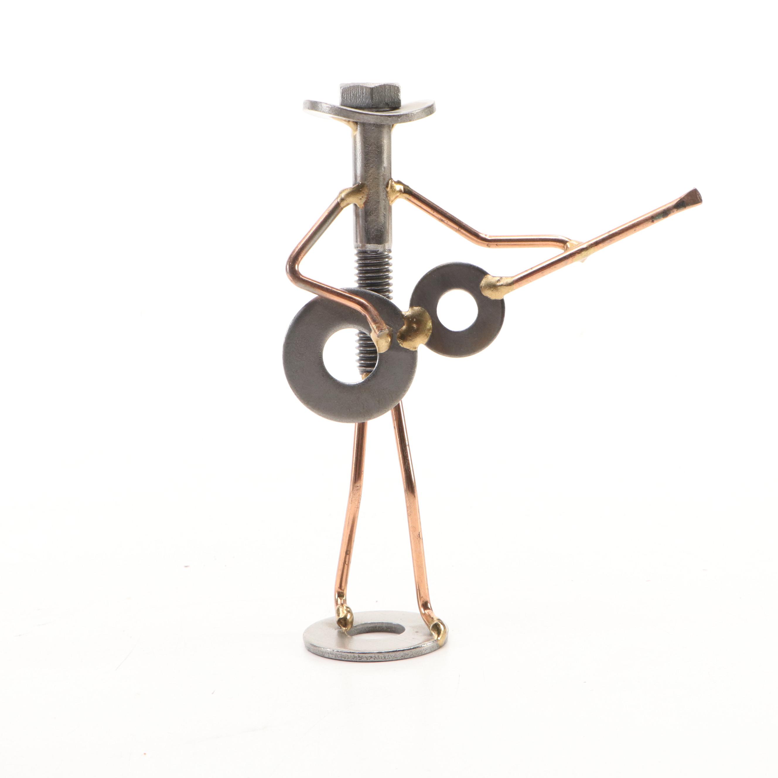Welded Washer, Nut and Bolt Musicians with Wire Jointed Metal Carnevale Jester