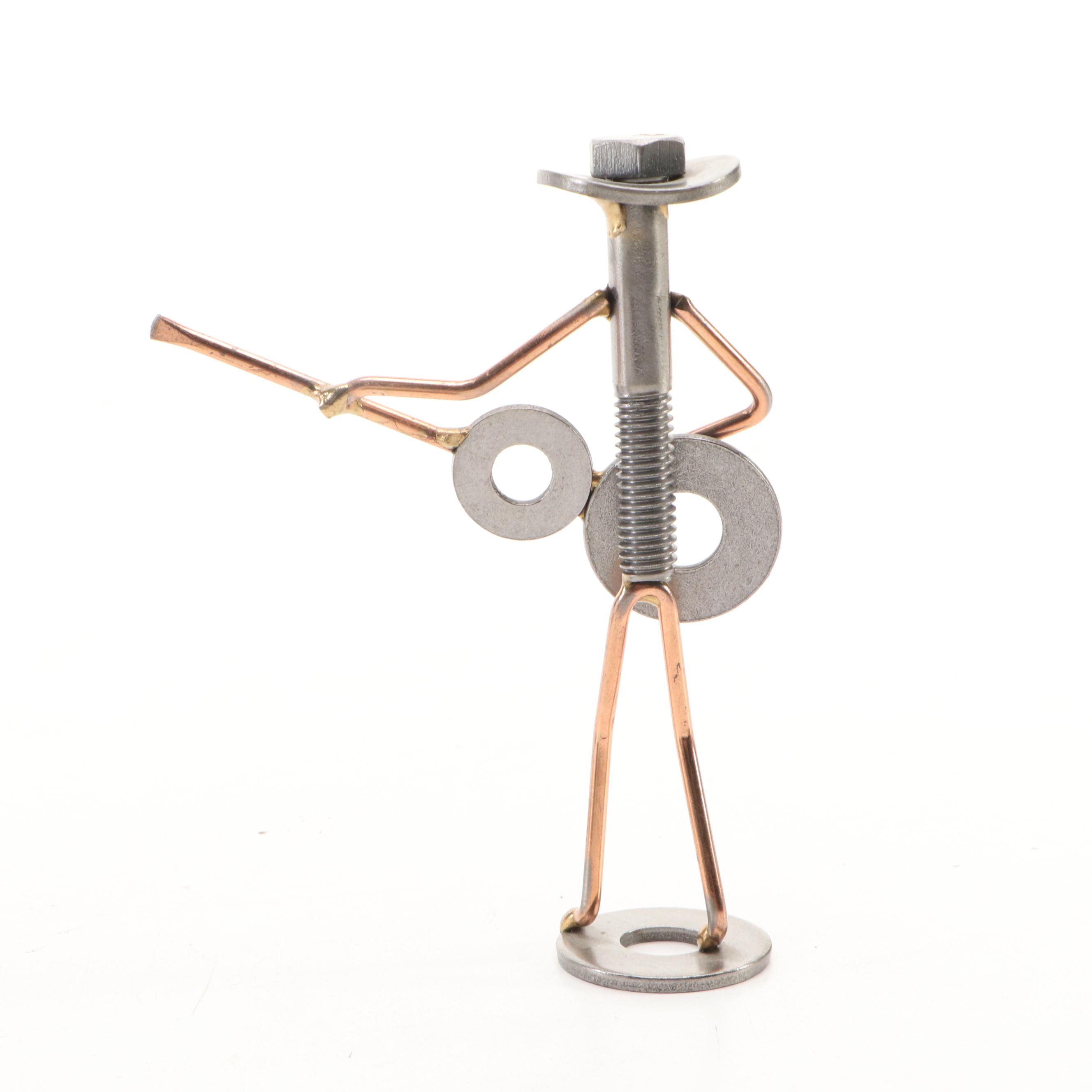 Welded Washer, Nut and Bolt Musicians with Wire Jointed Metal Carnevale Jester
