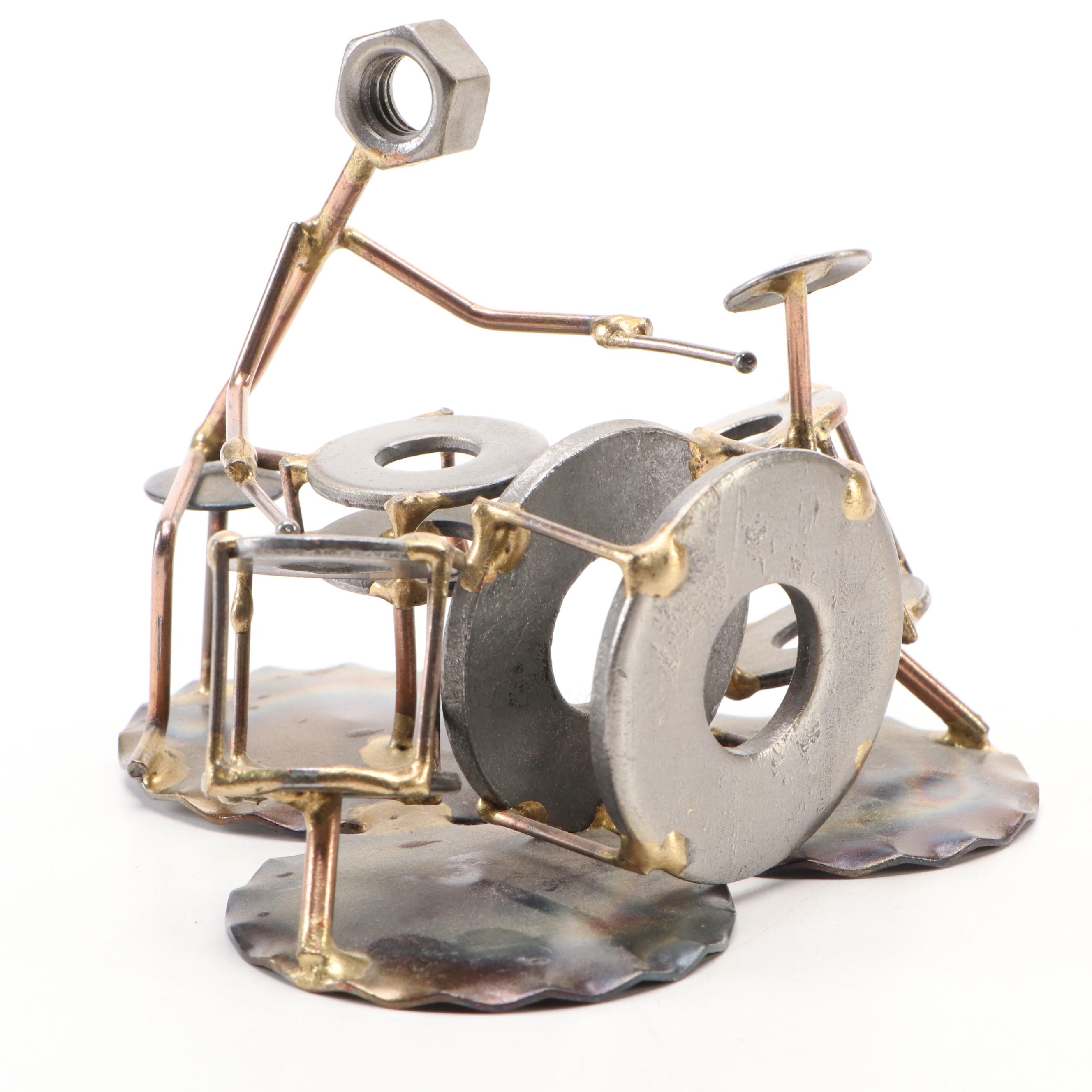 Welded Washer, Nut and Bolt Musicians with Wire Jointed Metal Carnevale Jester
