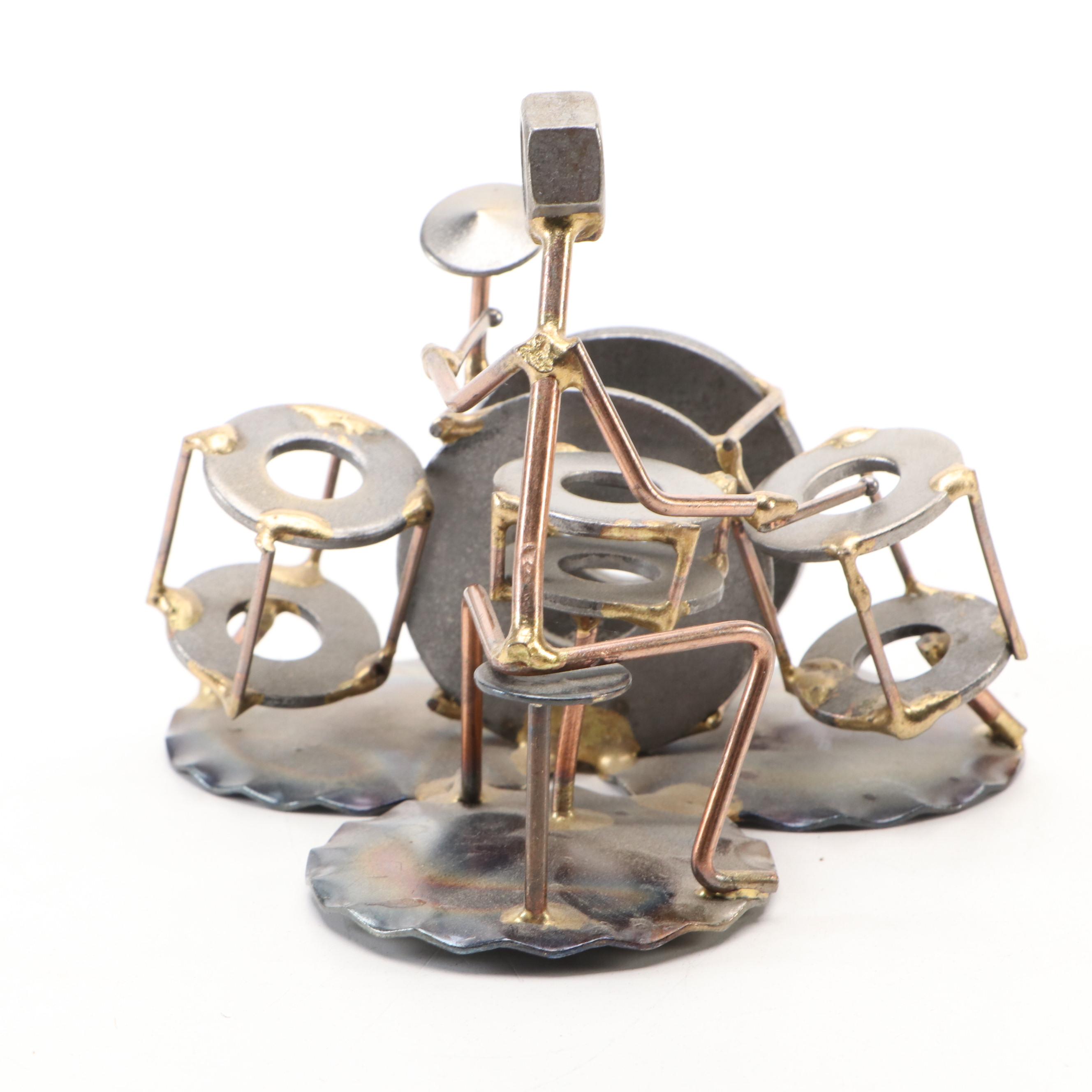 Welded Washer, Nut and Bolt Musicians with Wire Jointed Metal Carnevale Jester