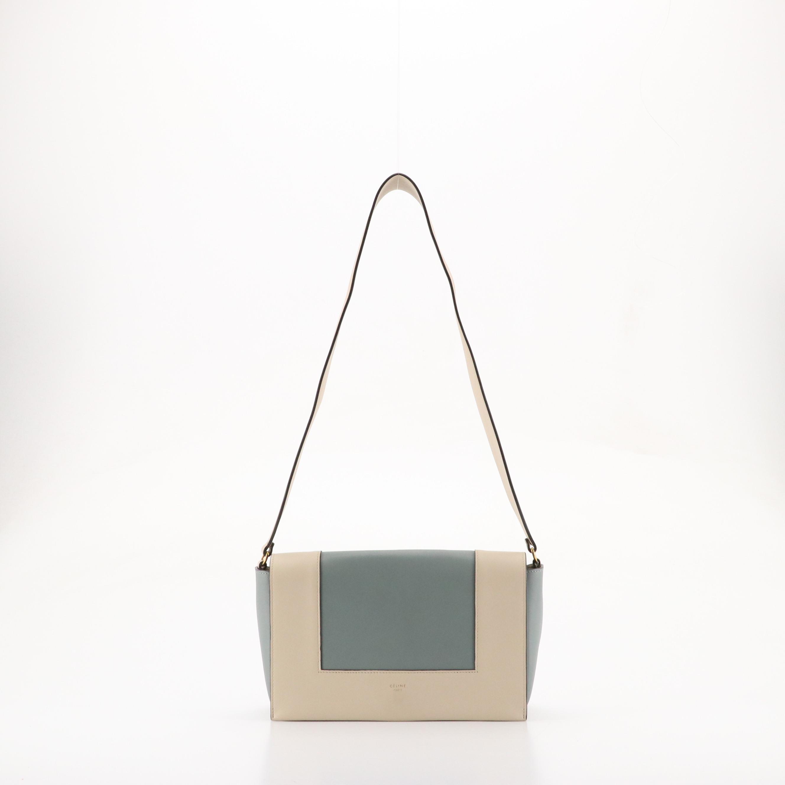 Céline Medium Frame Shoulder Bag in Grege and Storm Calfskin Leather, With Tag