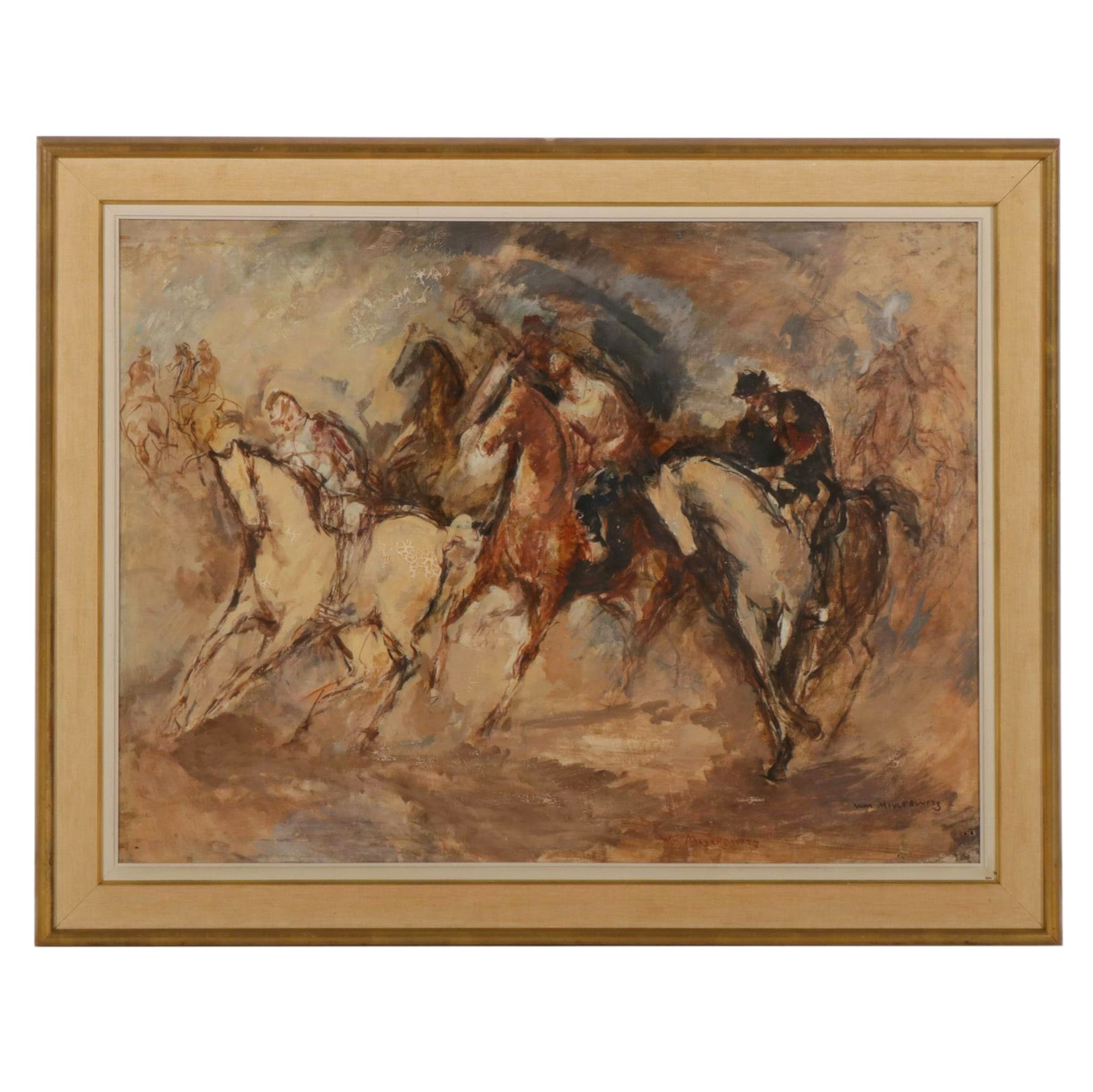 William Meyerowitz Gestural Painting of Horses, Mid to Late 20th Century