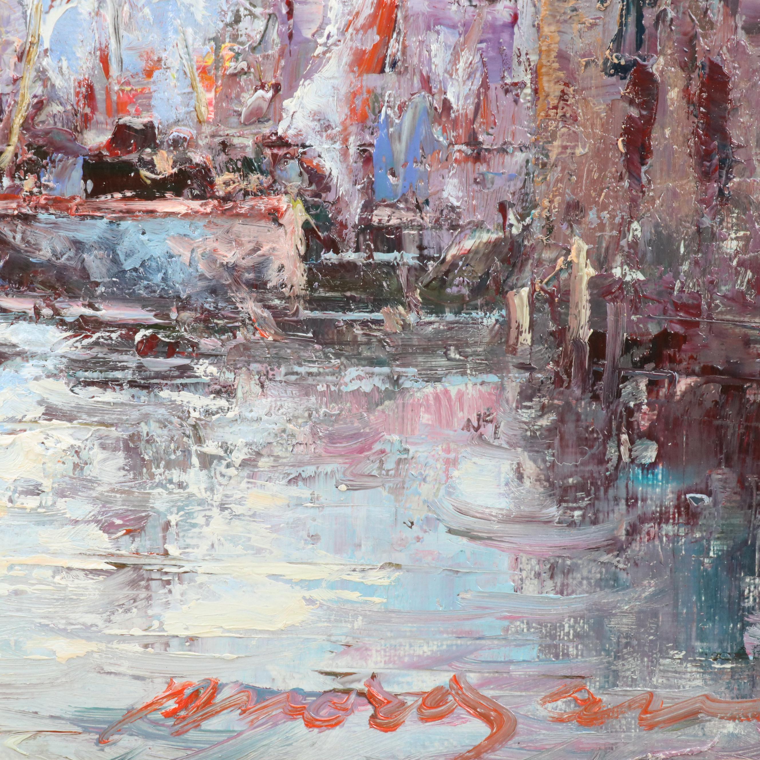 Morgan (Sun-Ki Back) Oil Painting of Venetian Canal Scene , 21st Century