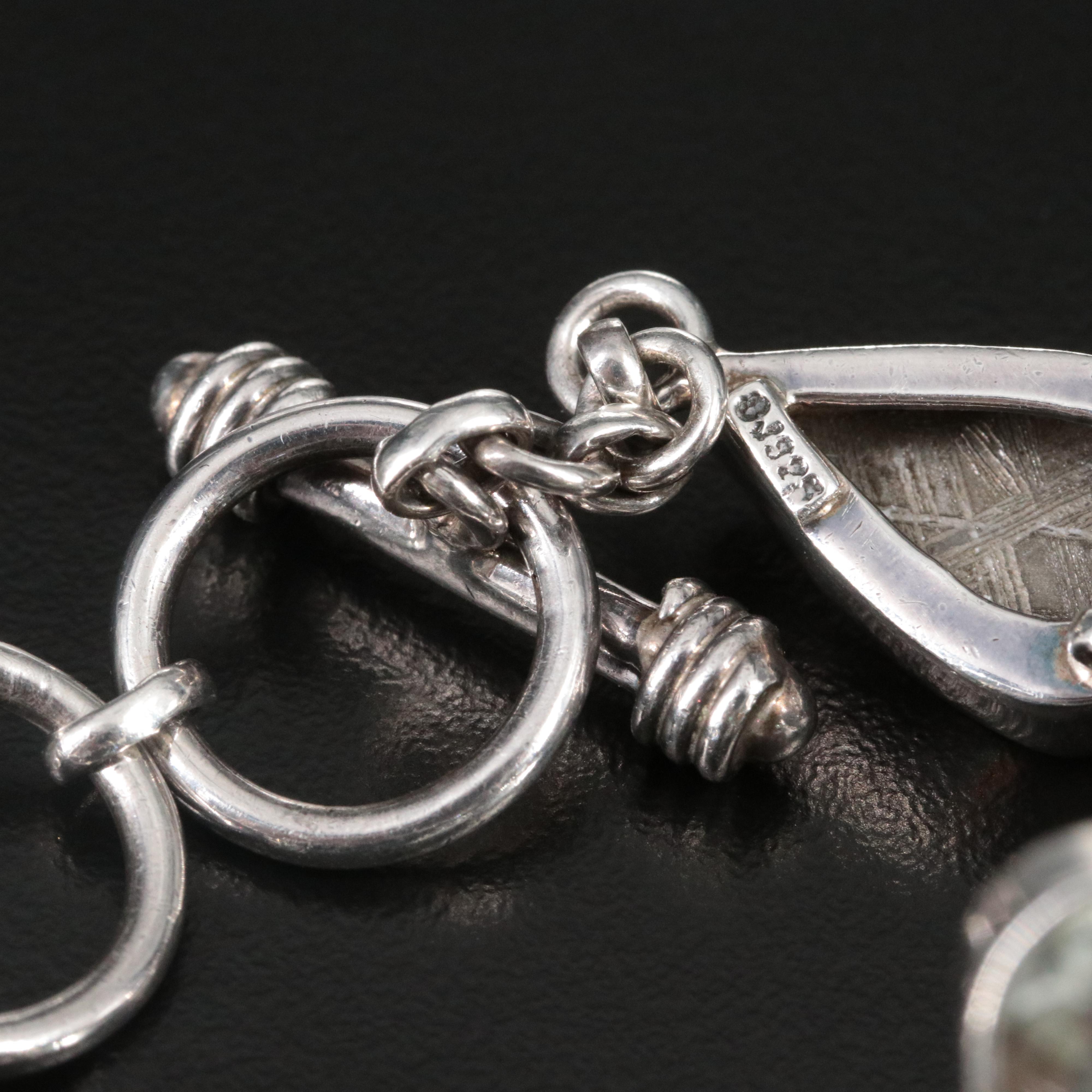 Sterling Ammonite, Prasiolite and Meteorite Bracelet