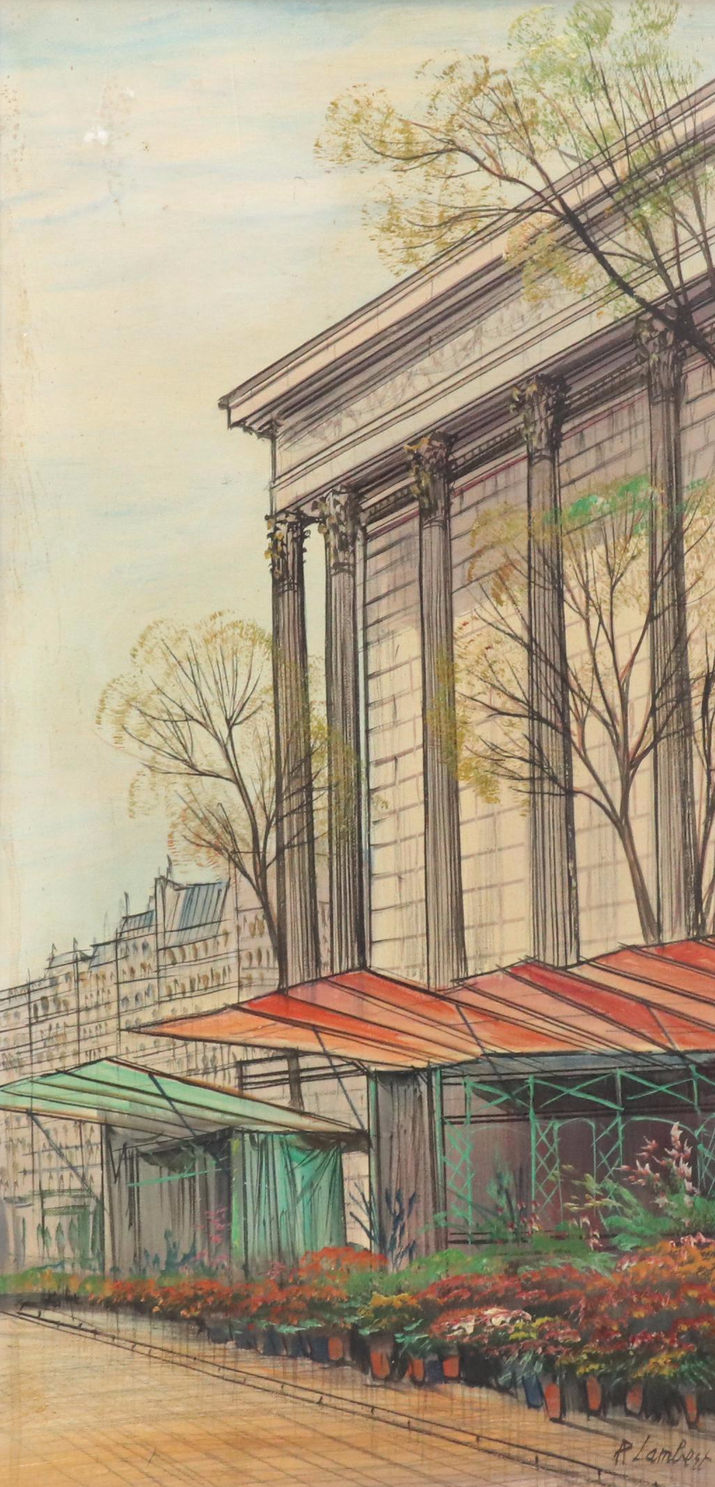 Paul Lambert Modernist Oil Painting "La Madeleine, Paris"