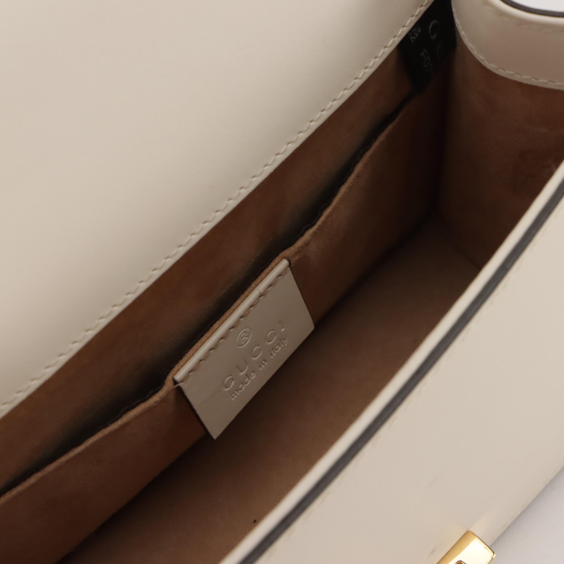 Gucci Mini Sylvie Two-Way Bag in Web Striped White Calfskin Leather