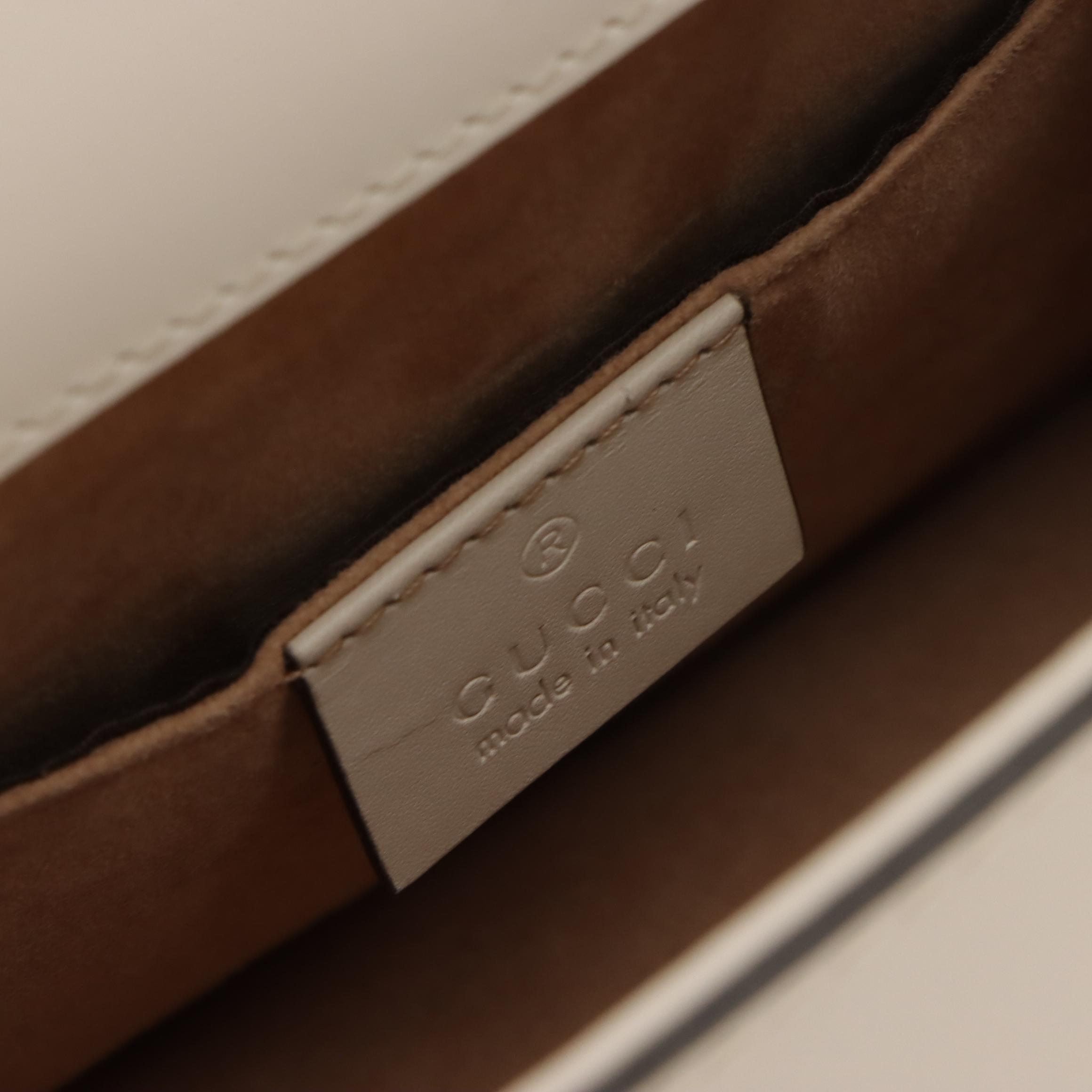 Gucci Mini Sylvie Two-Way Bag in Web Striped White Calfskin Leather