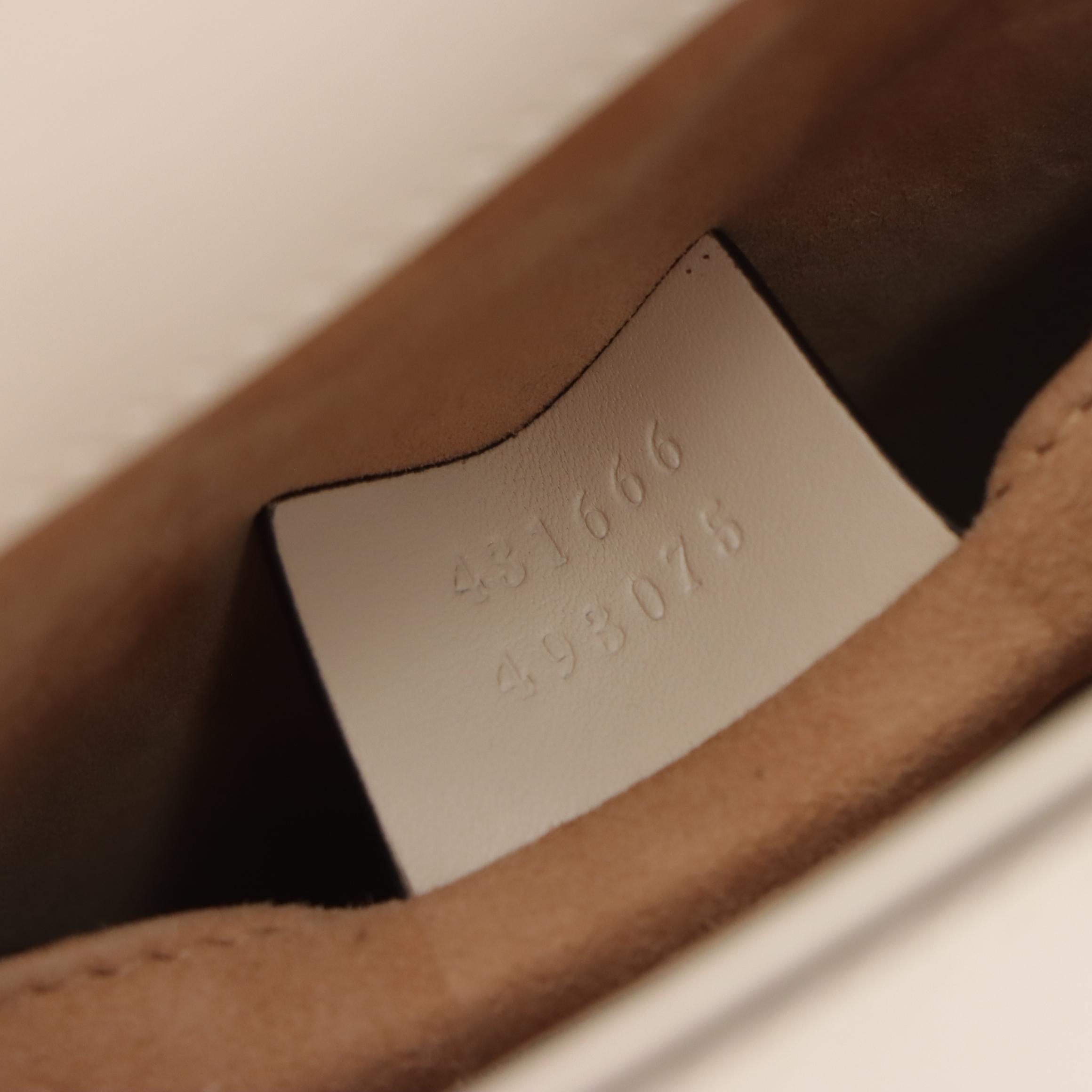 Gucci Mini Sylvie Two-Way Bag in Web Striped White Calfskin Leather