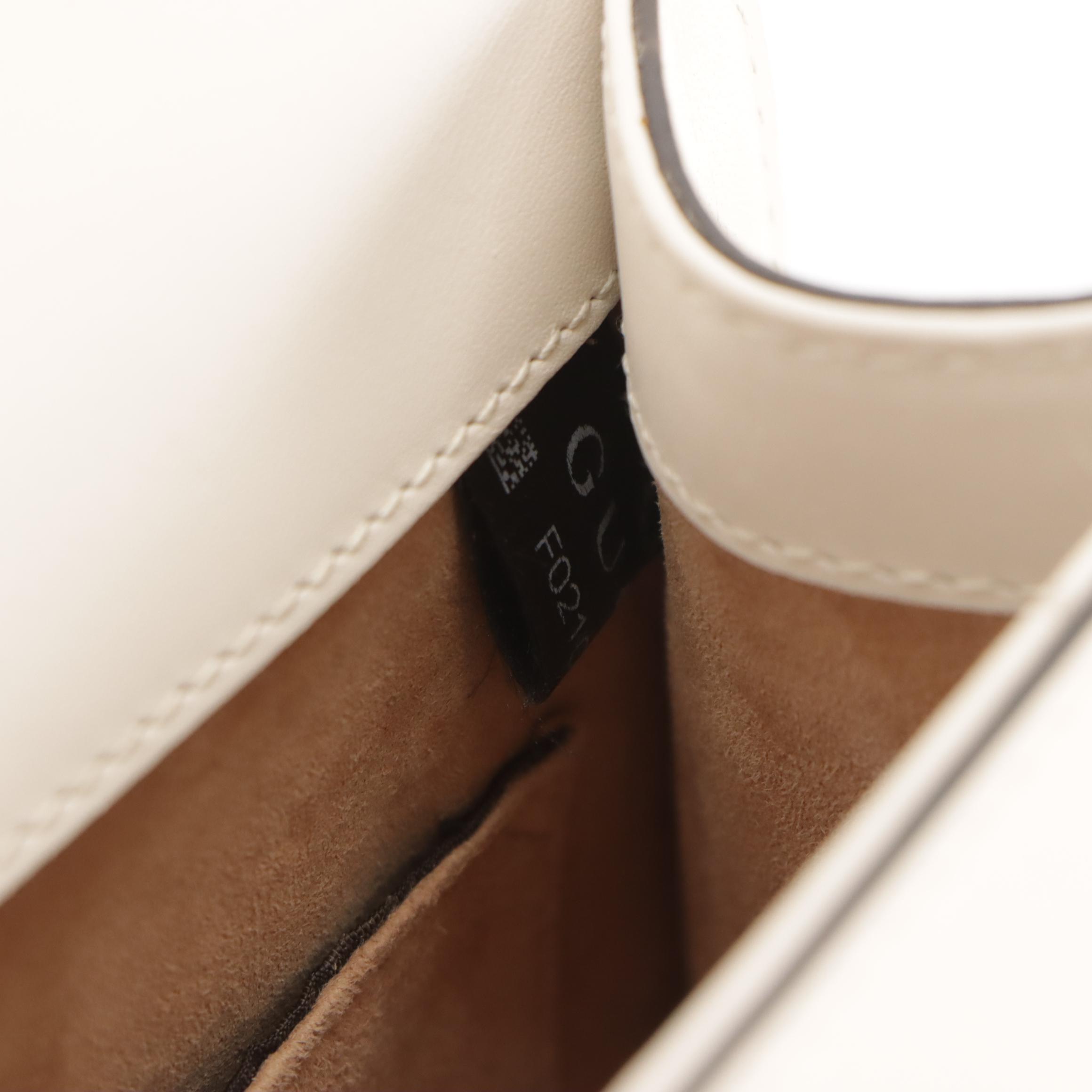 Gucci Mini Sylvie Two-Way Bag in Web Striped White Calfskin Leather