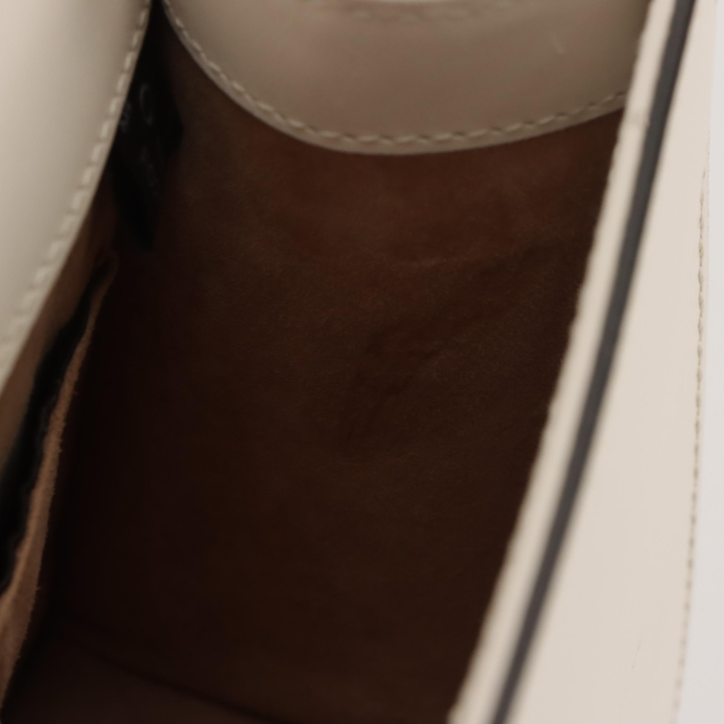 Gucci Mini Sylvie Two-Way Bag in Web Striped White Calfskin Leather