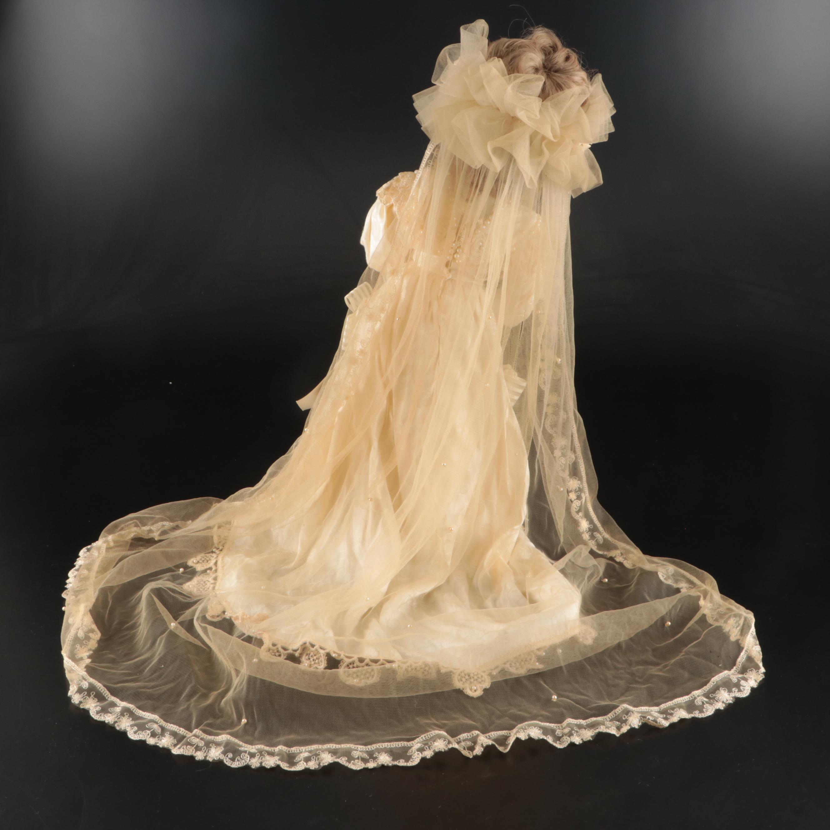 Franklin Heirloom Victorian Bride Bisque Porcelain Dolls, Late 20th C.