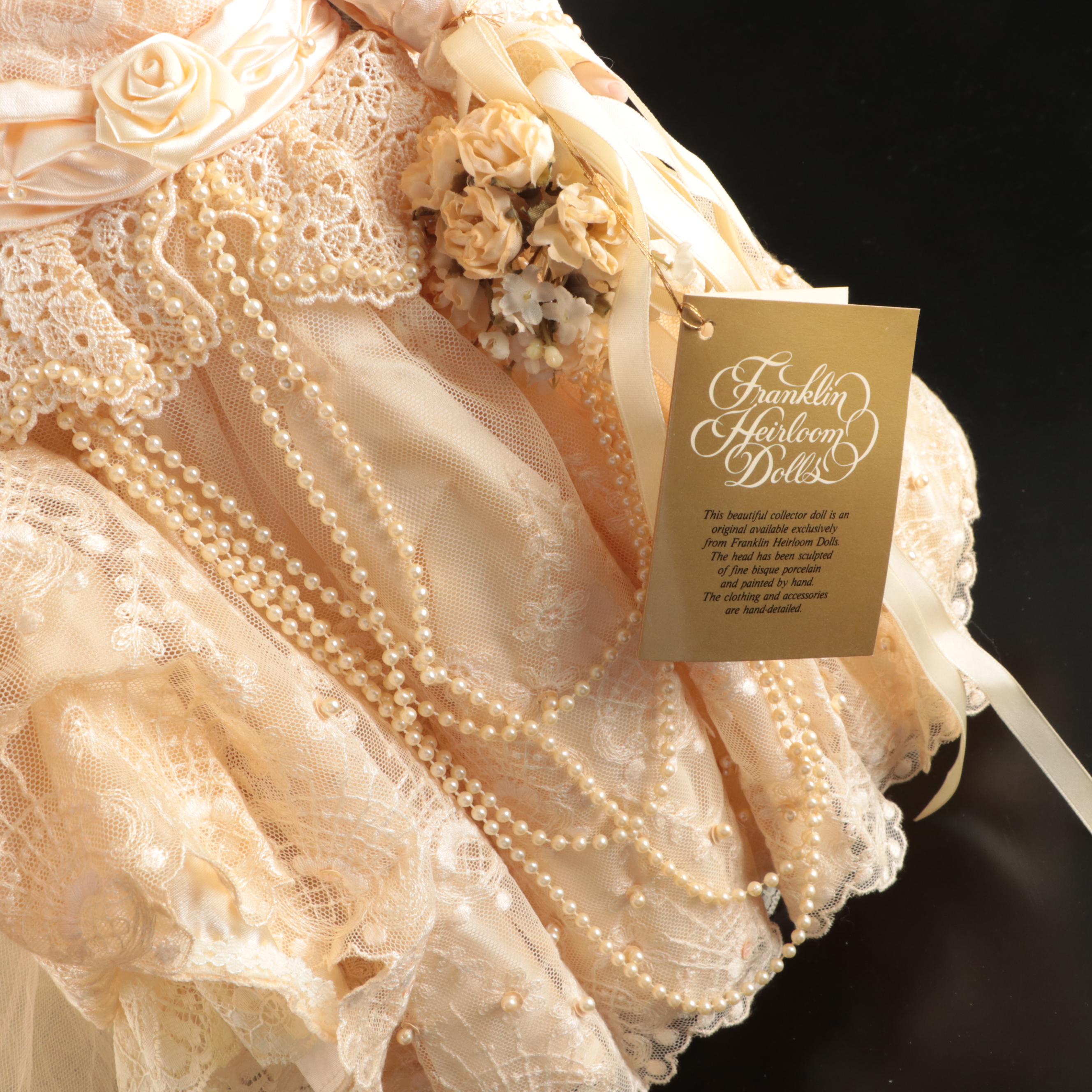 Franklin Heirloom Victorian Bride Bisque Porcelain Dolls, Late 20th C.