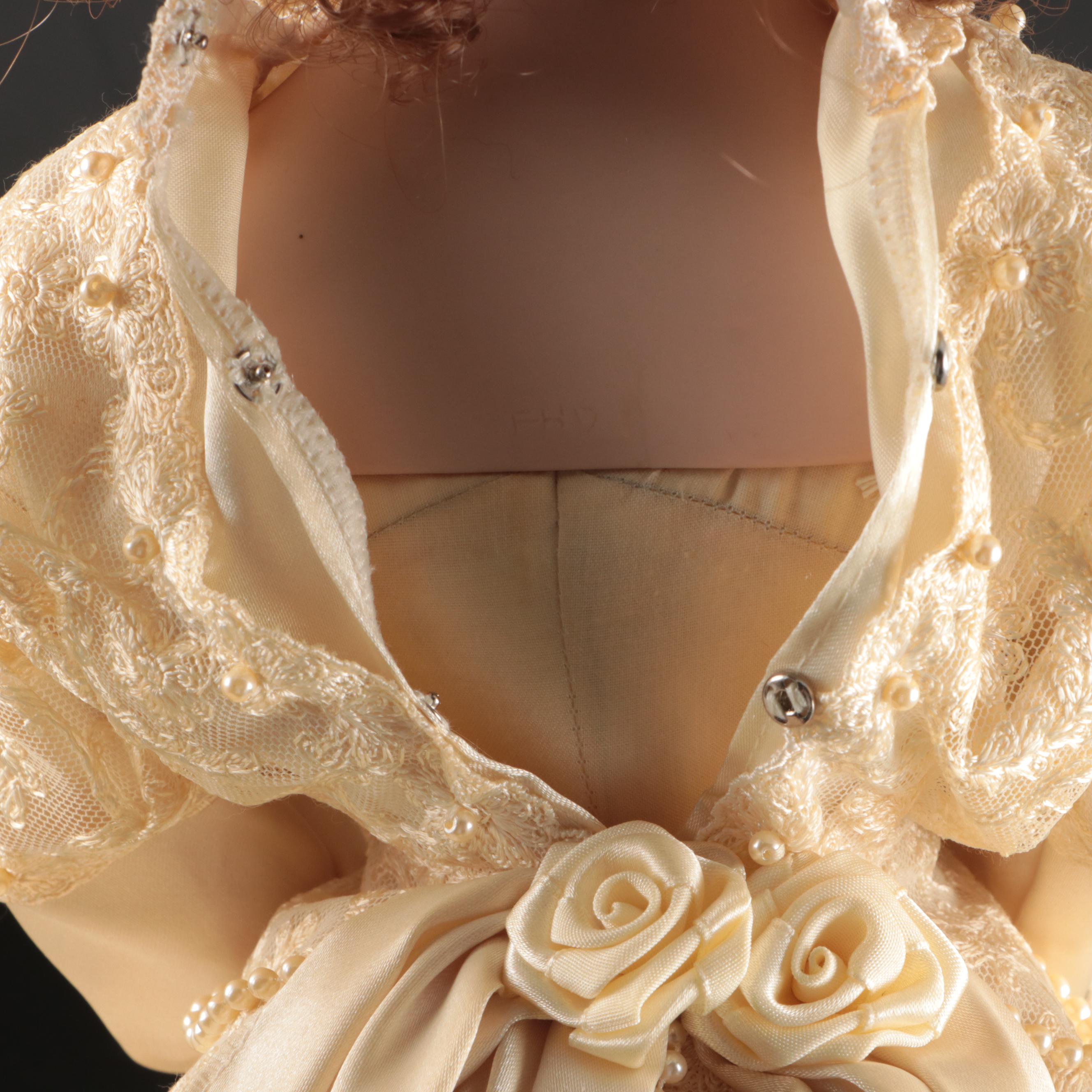 Franklin Heirloom Victorian Bride Bisque Porcelain Dolls, Late 20th C.