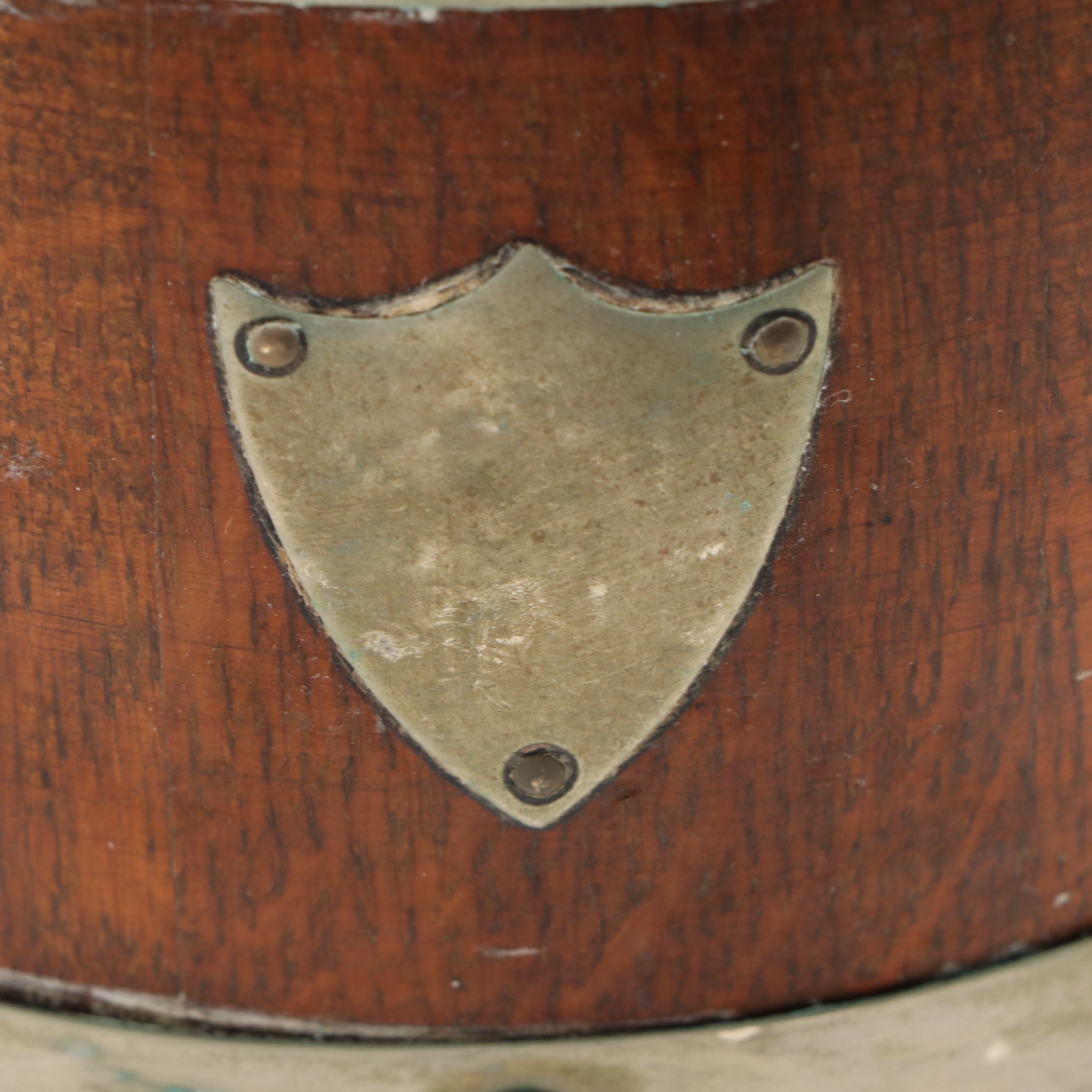 English Silver Plate Banded Oak Biscuit Barrels, Late 19th/ Early 20th Century