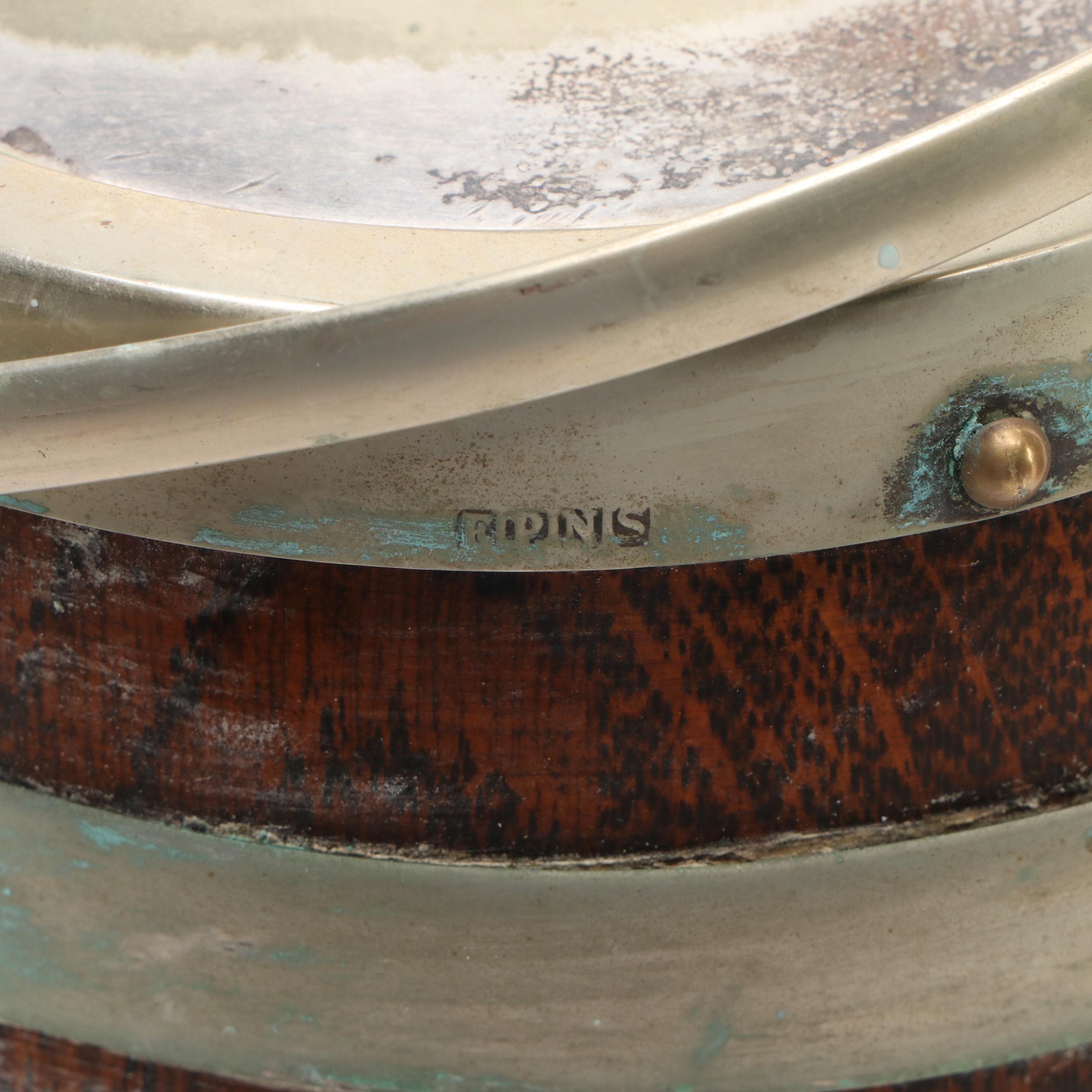 English Silver Plate Banded Oak Biscuit Barrels, Late 19th/ Early 20th Century