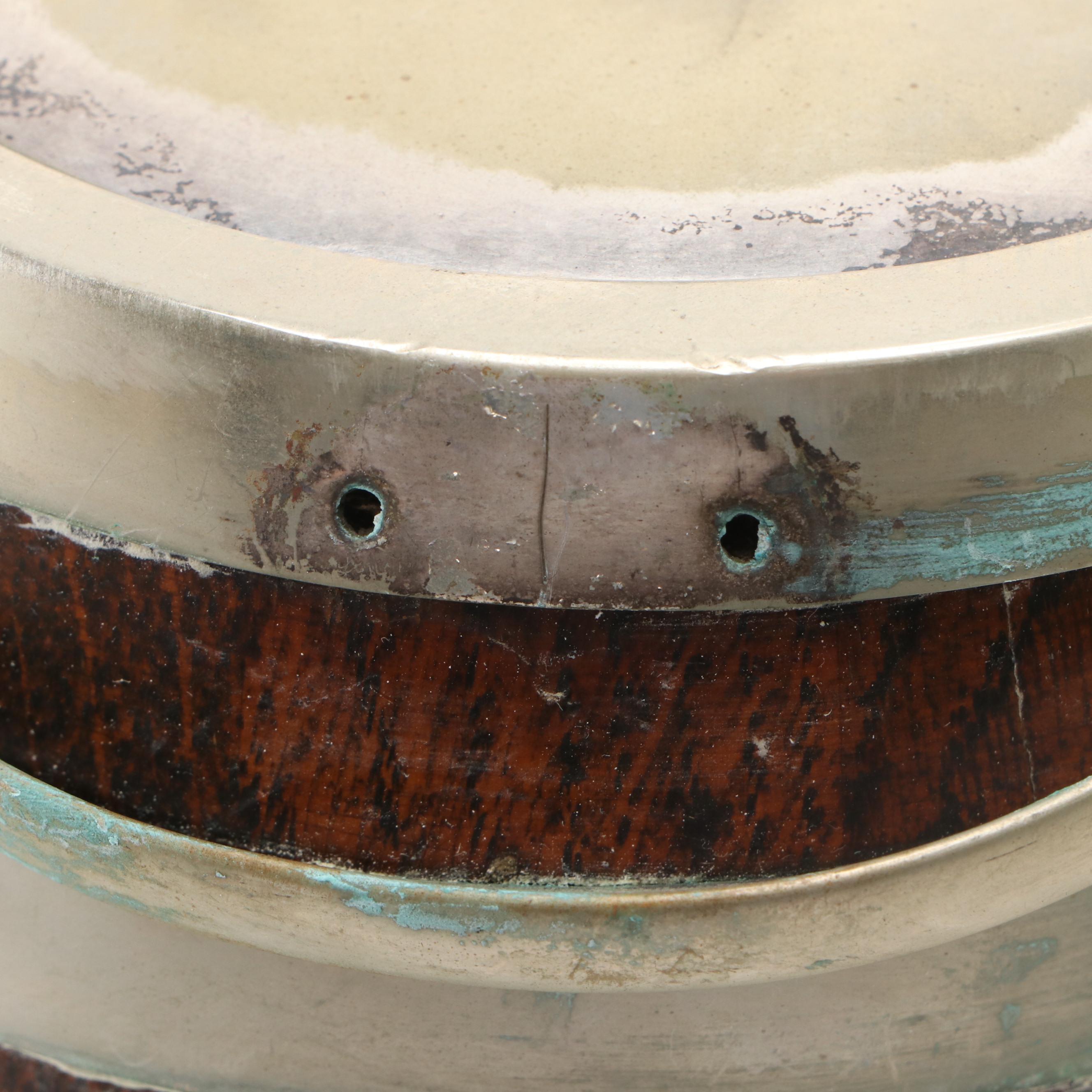English Silver Plate Banded Oak Biscuit Barrels, Late 19th/ Early 20th Century