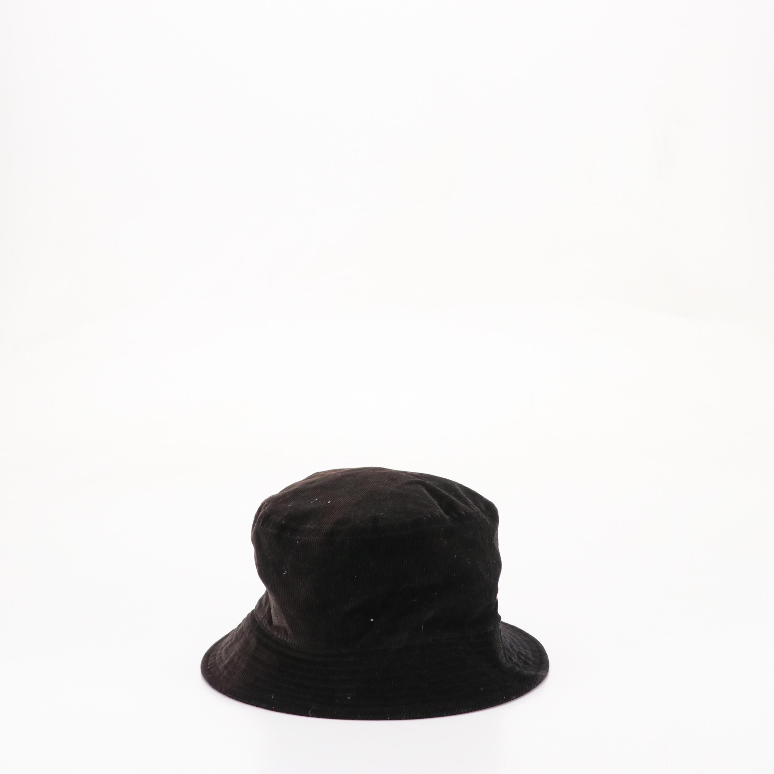 Kangol Black Cord Bucket Hat with Red and White Knit Beanie with Faux-Fur PomPom