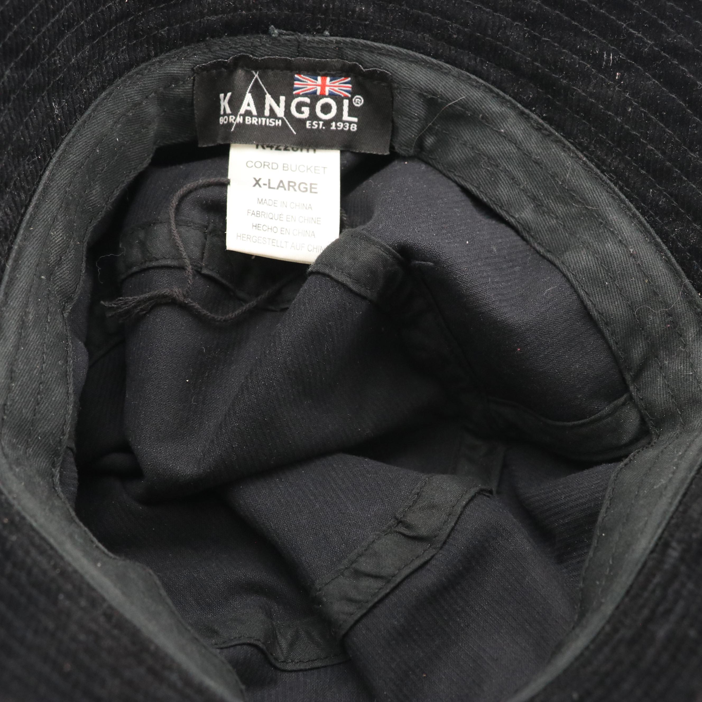 Kangol Black Cord Bucket Hat with Red and White Knit Beanie with Faux-Fur PomPom