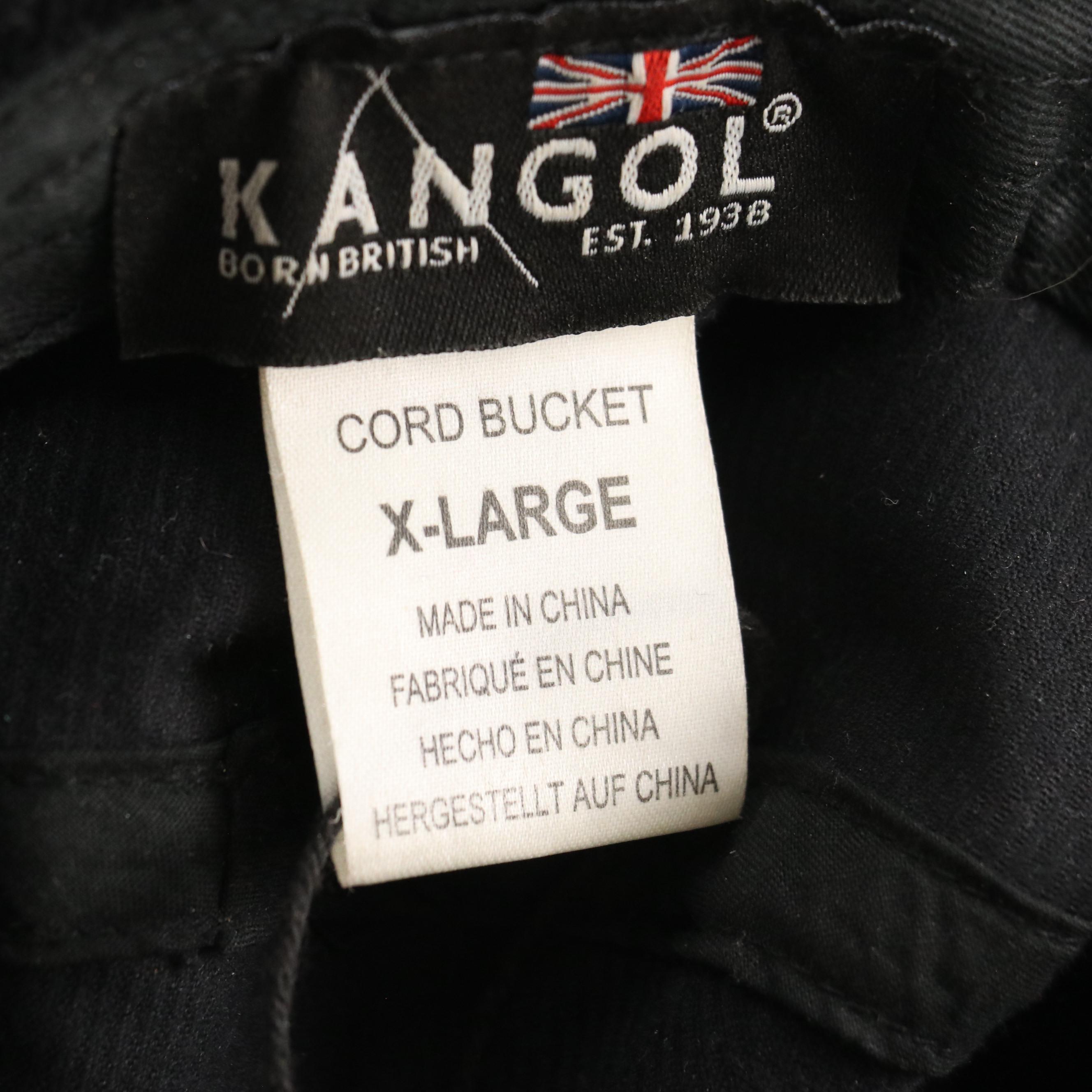 Kangol Black Cord Bucket Hat with Red and White Knit Beanie with Faux-Fur PomPom