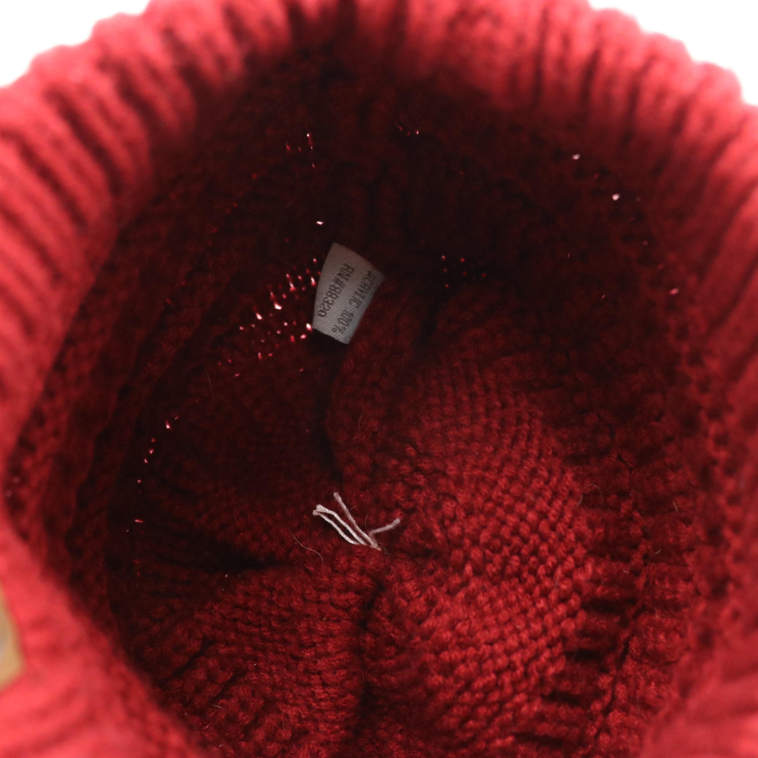 Kangol Black Cord Bucket Hat with Red and White Knit Beanie with Faux-Fur PomPom