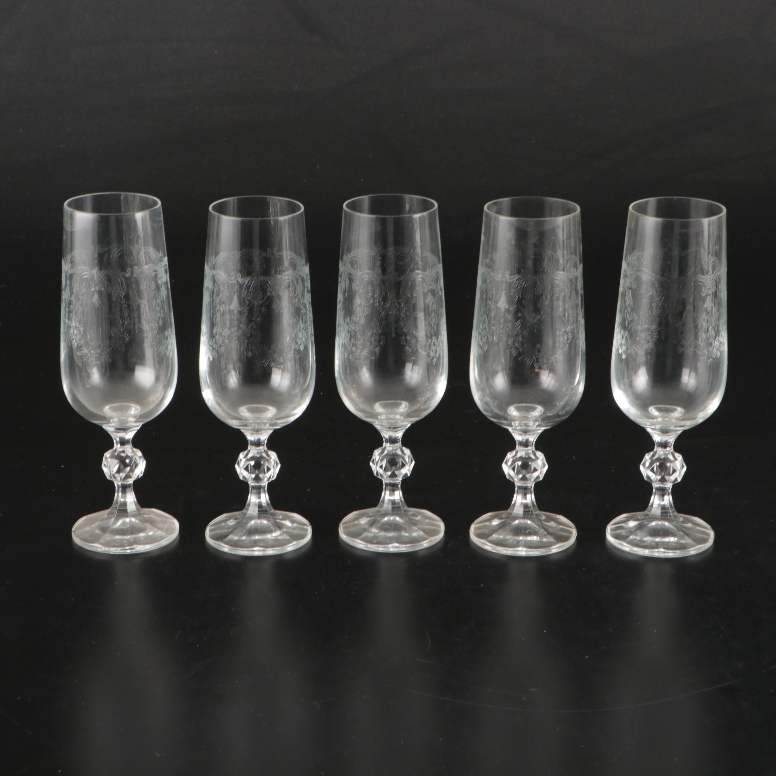 Import Assoc "Cascade" Water Goblets and More with EAPG Etched Wine Glasses