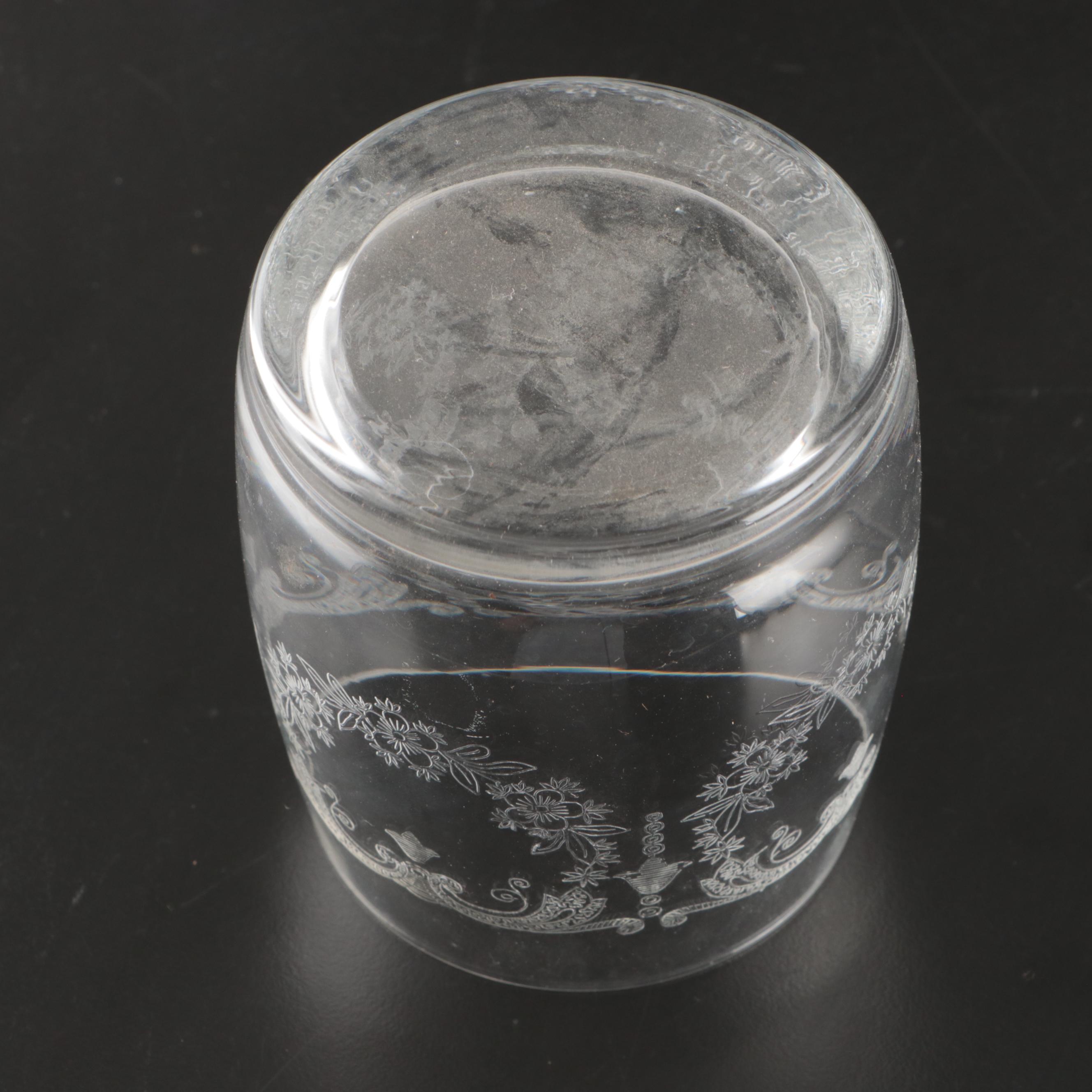 Import Assoc "Cascade" Water Goblets and More with EAPG Etched Wine Glasses