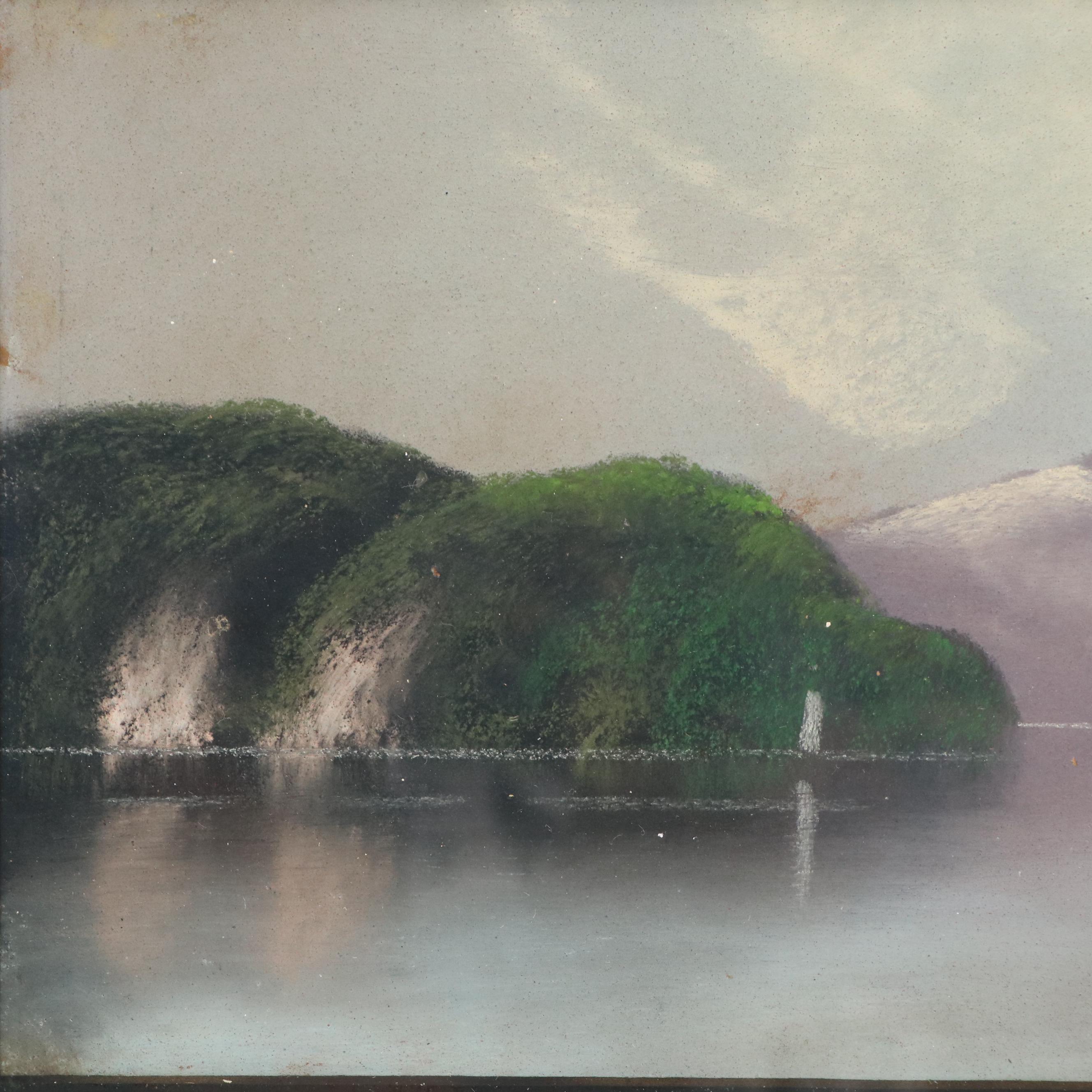 William Henry Chandler Mountainous Landscape Chalk Pastel Drawing