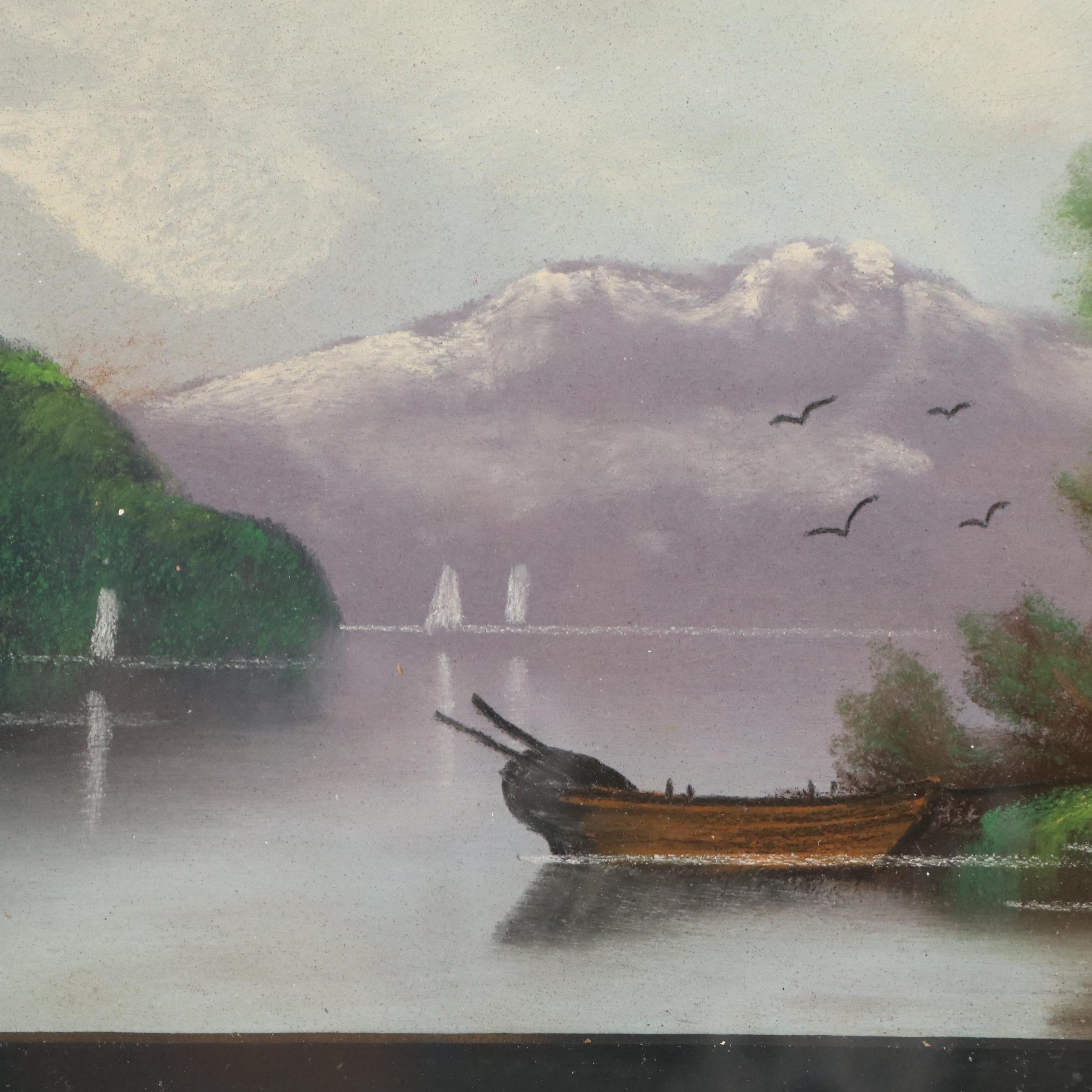 William Henry Chandler Mountainous Landscape Chalk Pastel Drawing