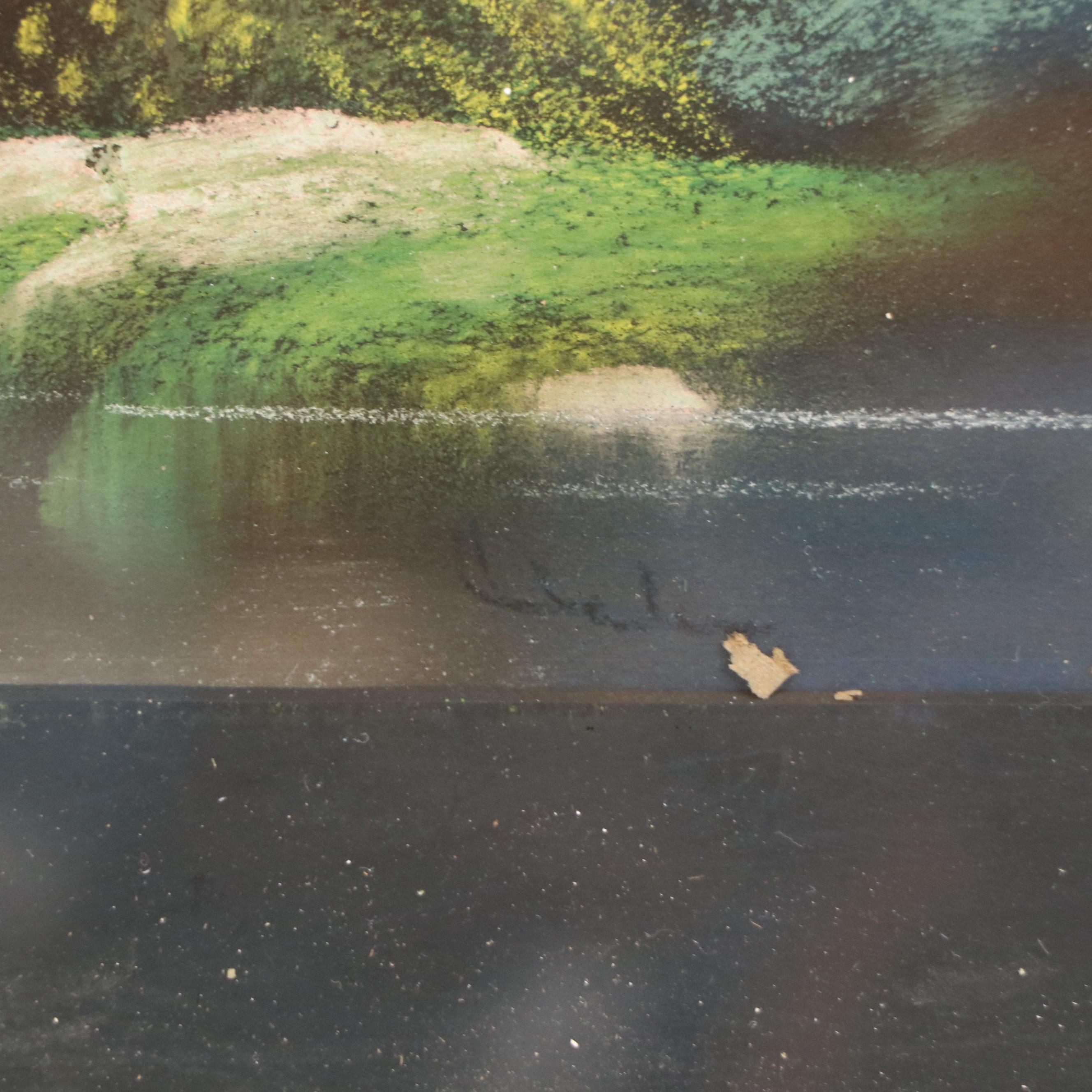 William Henry Chandler Mountainous Landscape Chalk Pastel Drawing