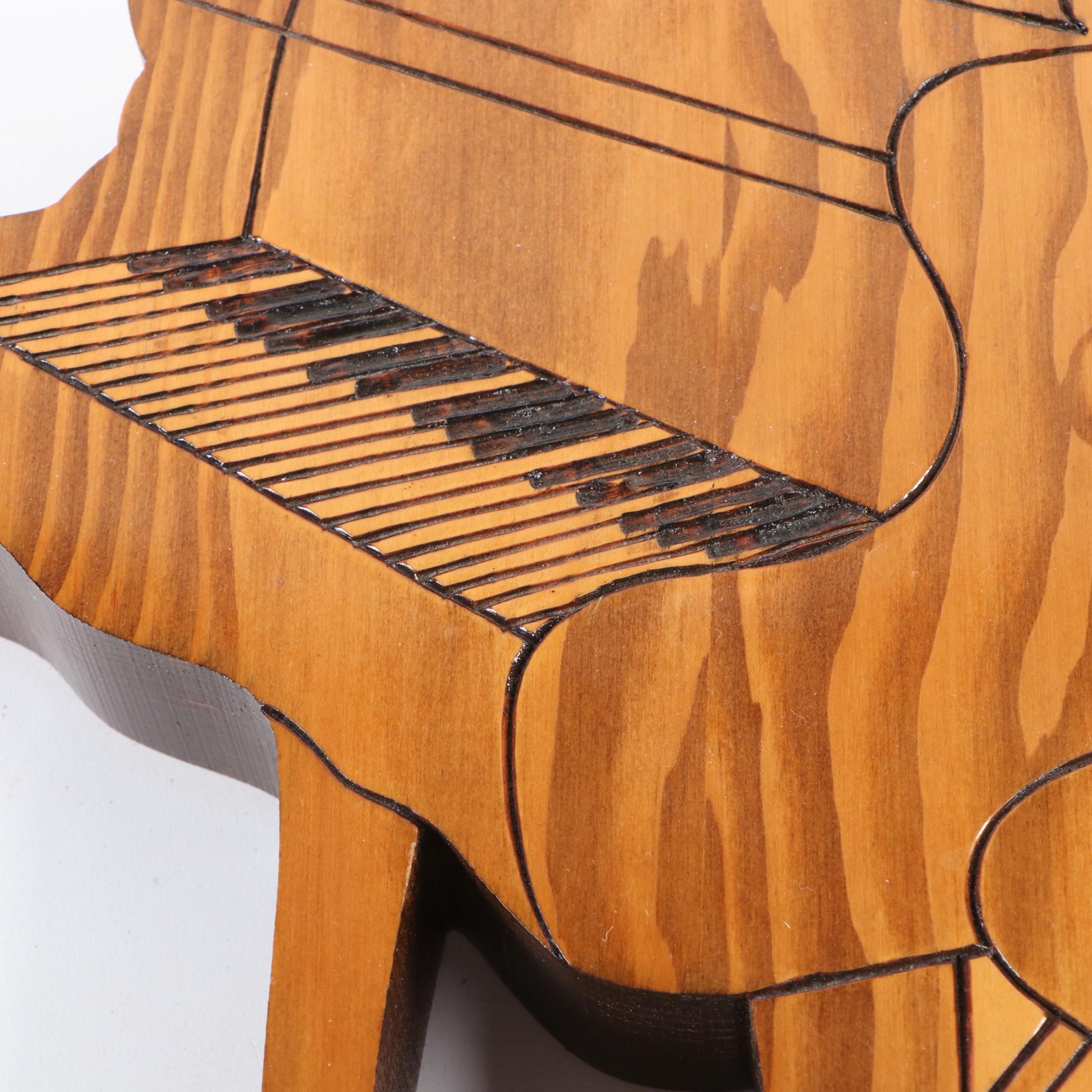 Wood Piano Wall Clock