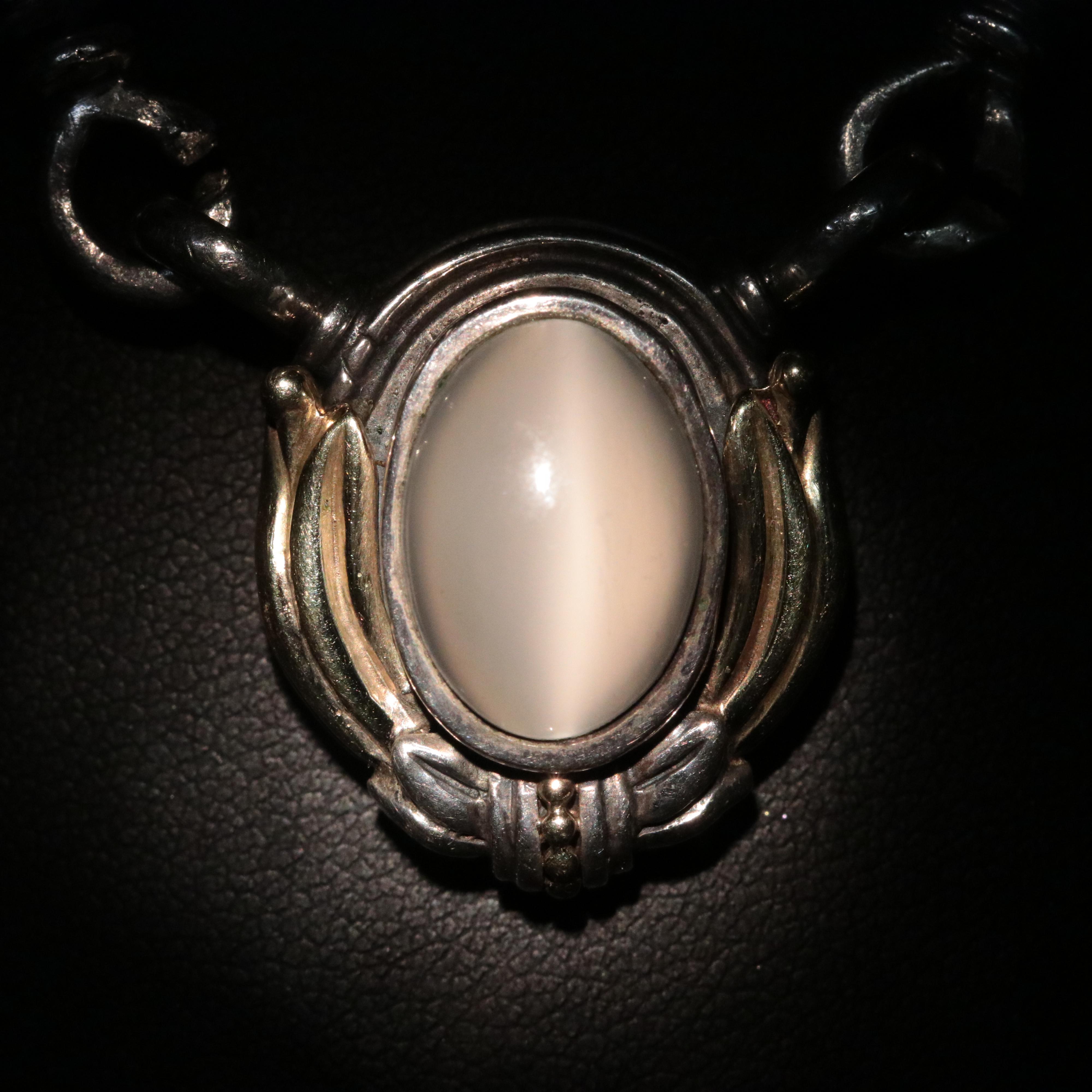 Lagos Caviar Sterling, 18K Cat's Eye Moonstone Necklace and Earrings