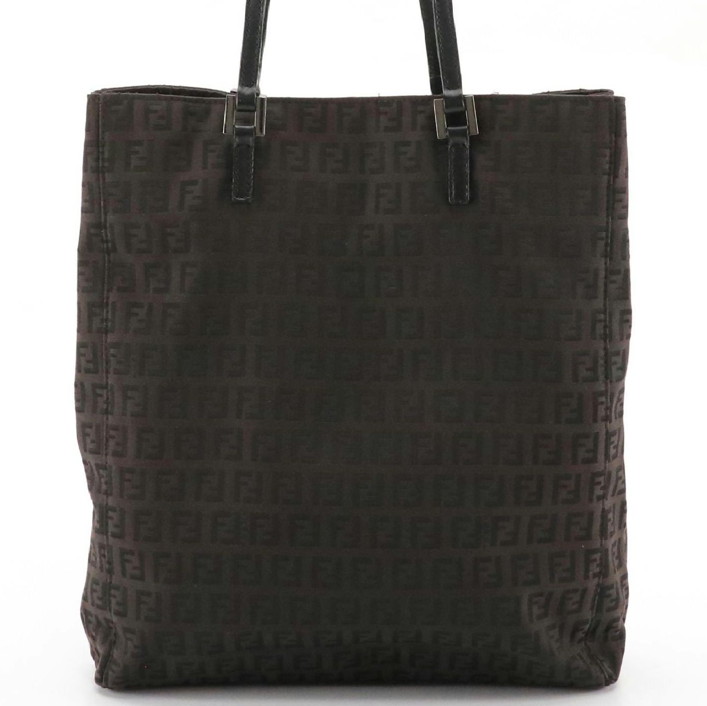 Fendi Vertical Shopper Tote in Zucchino Nylon Canvas and Leather Trim