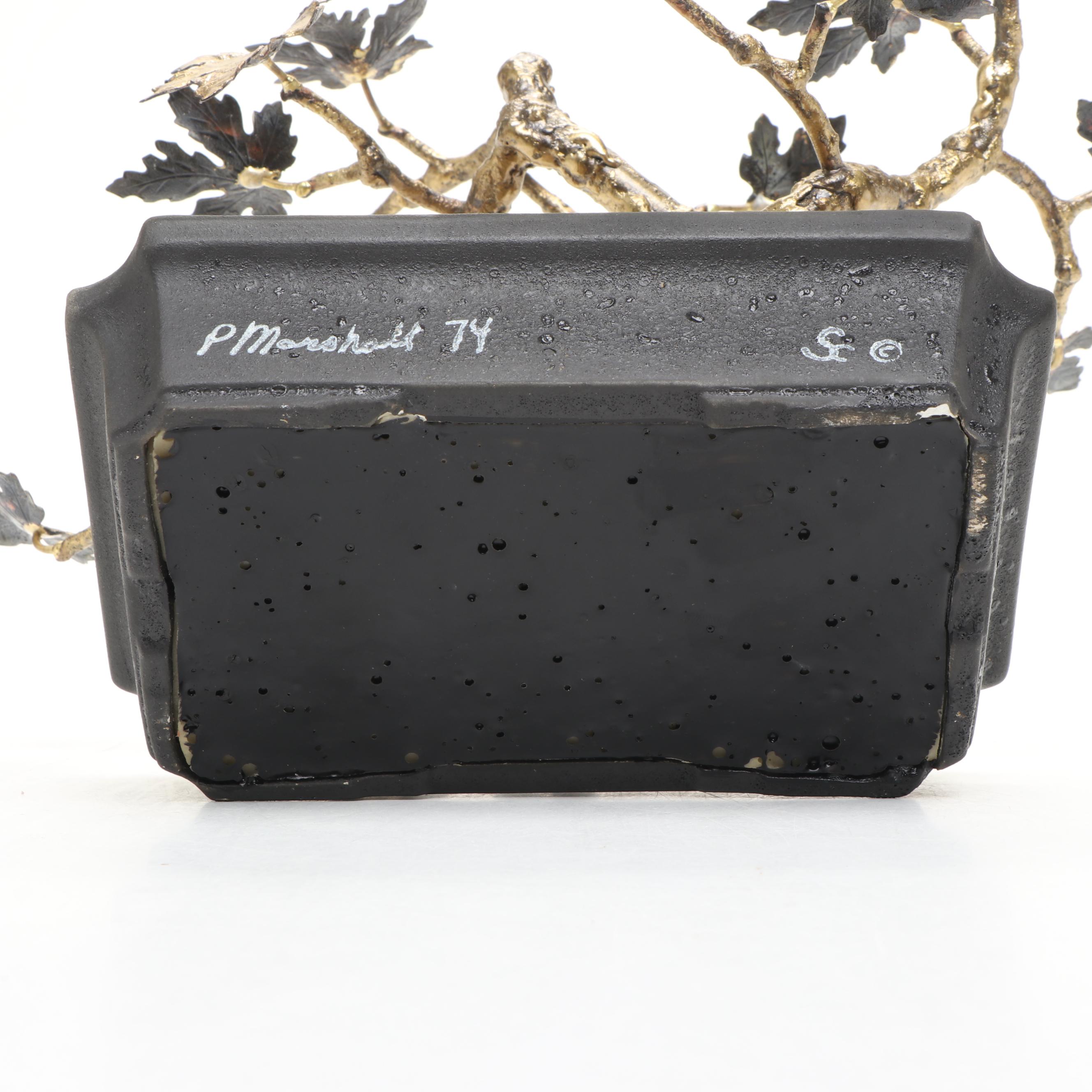 Perry Marshall Golden Brass Sculpture of Bonsai Tree, 1974