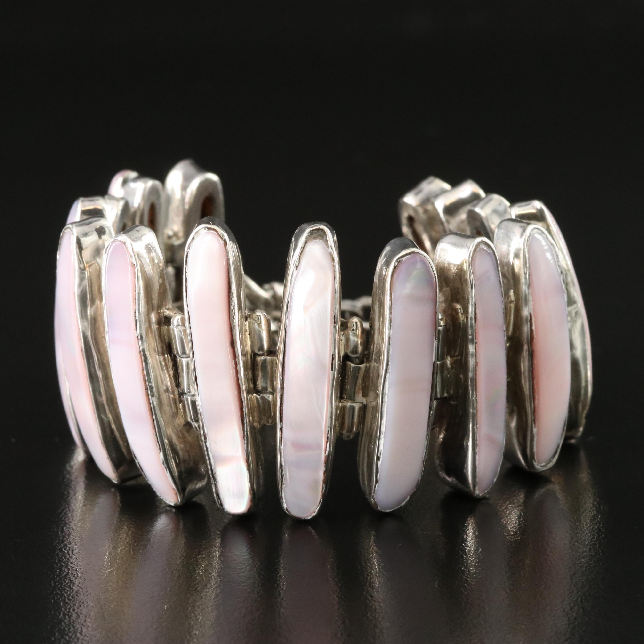 Sterling Mother-of-Pearl Link Bracelet